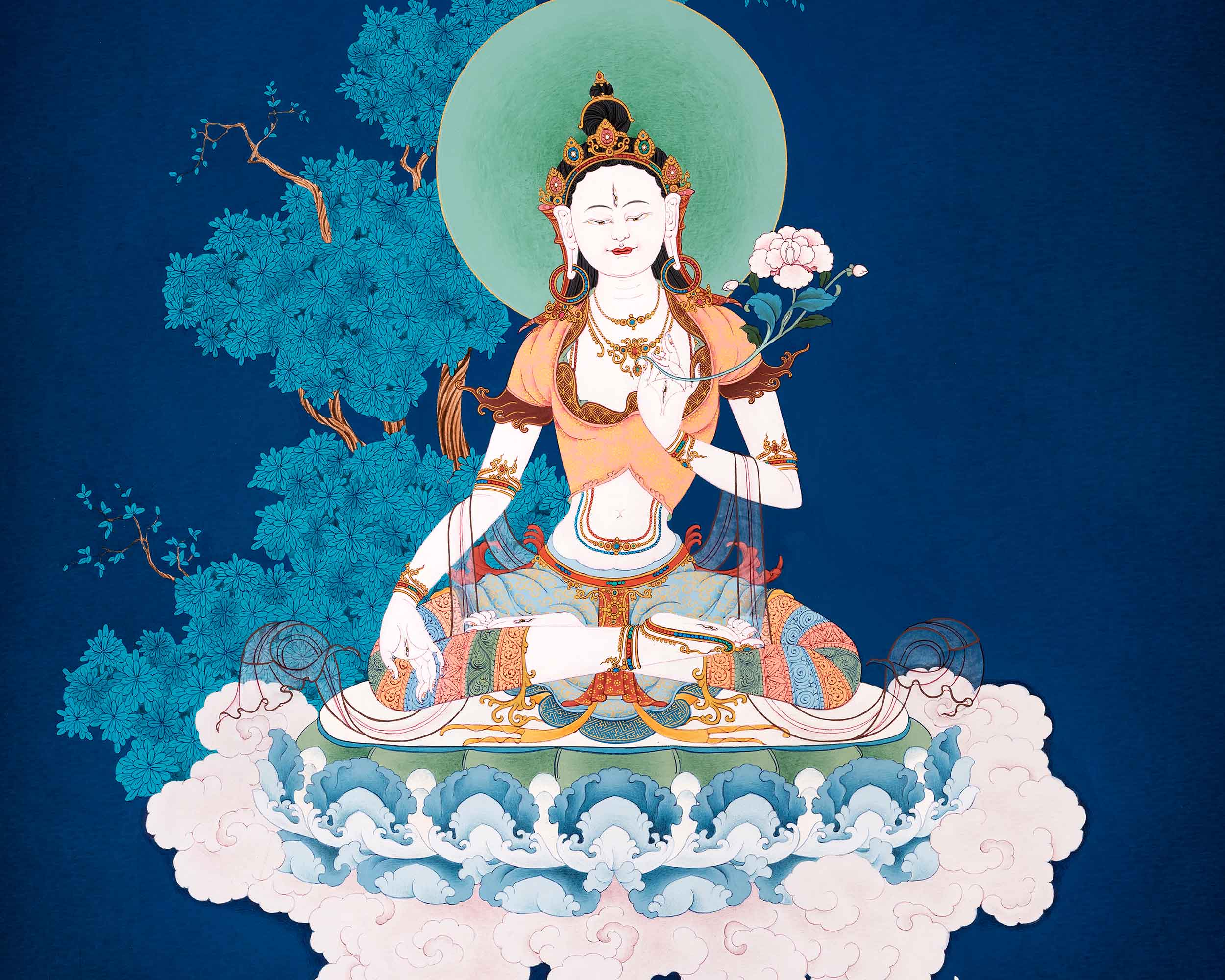 White Tara Art | Tibetan Hand Painted Buddhist Thangka