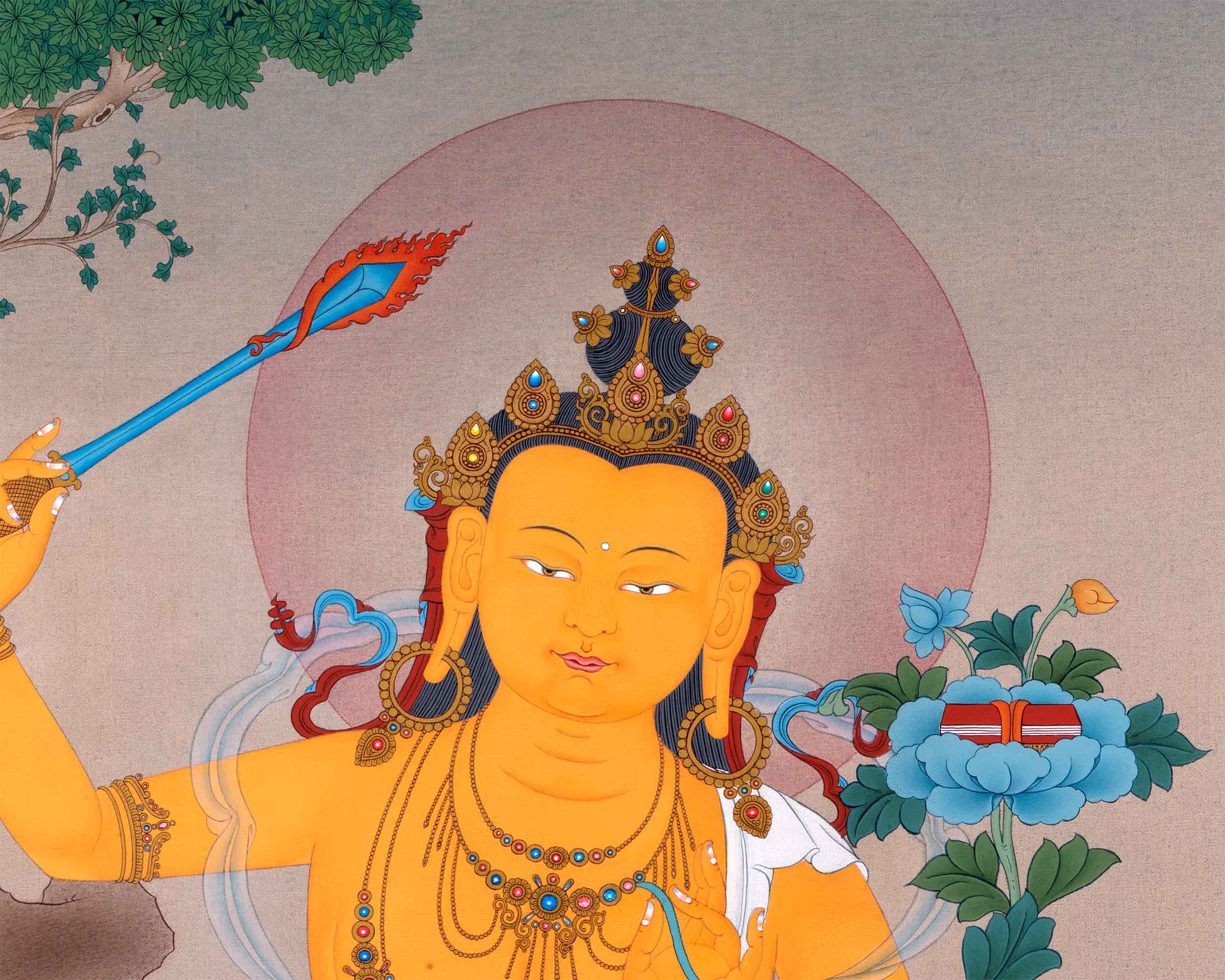 Thangka Print of Bodhisattva Manjushri | Buddha of Wisdom