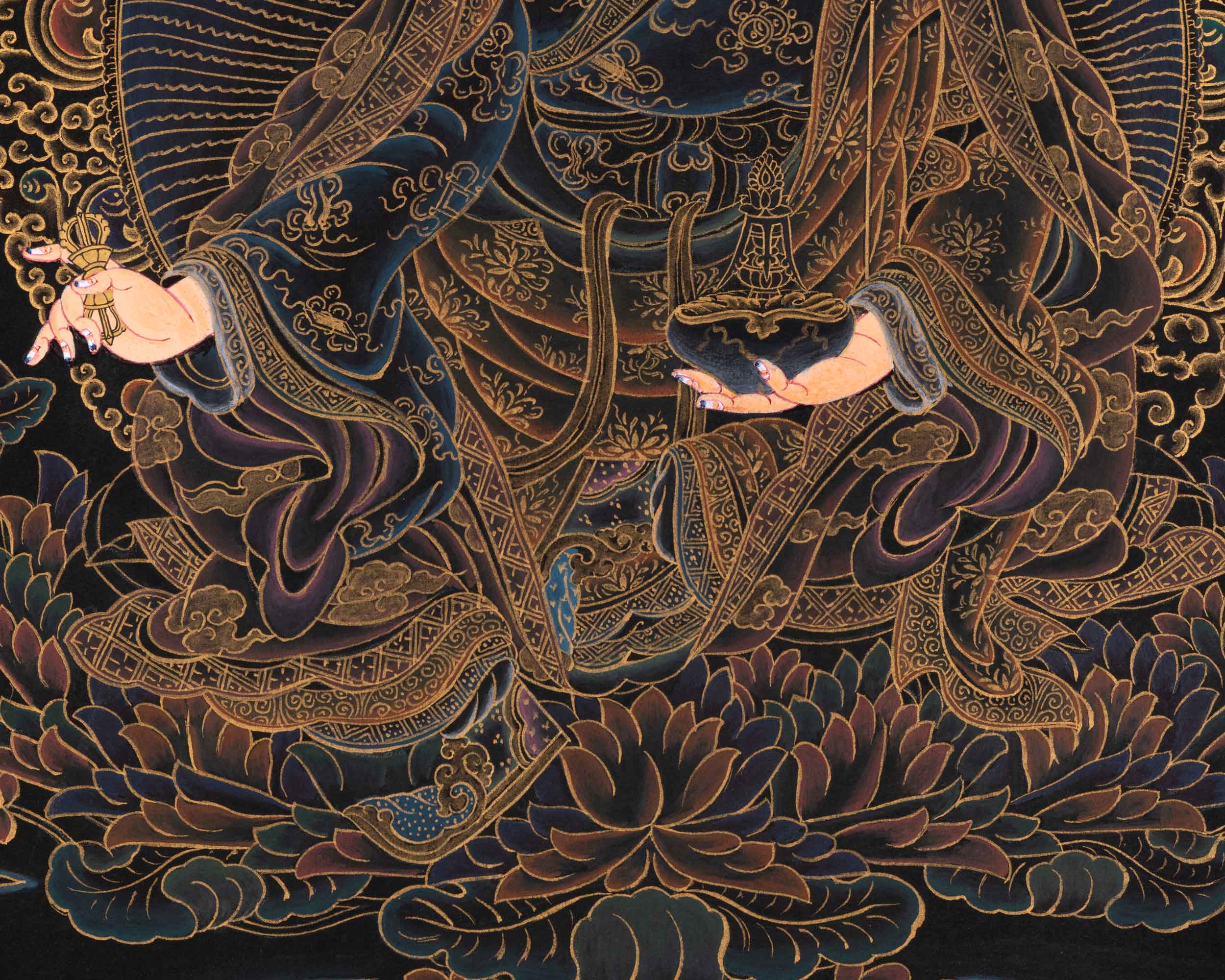 Tibetan Buddhist Master Padmasambhava Thangka | Lotus Born Master Guru Rinpoche Canvas Artwork