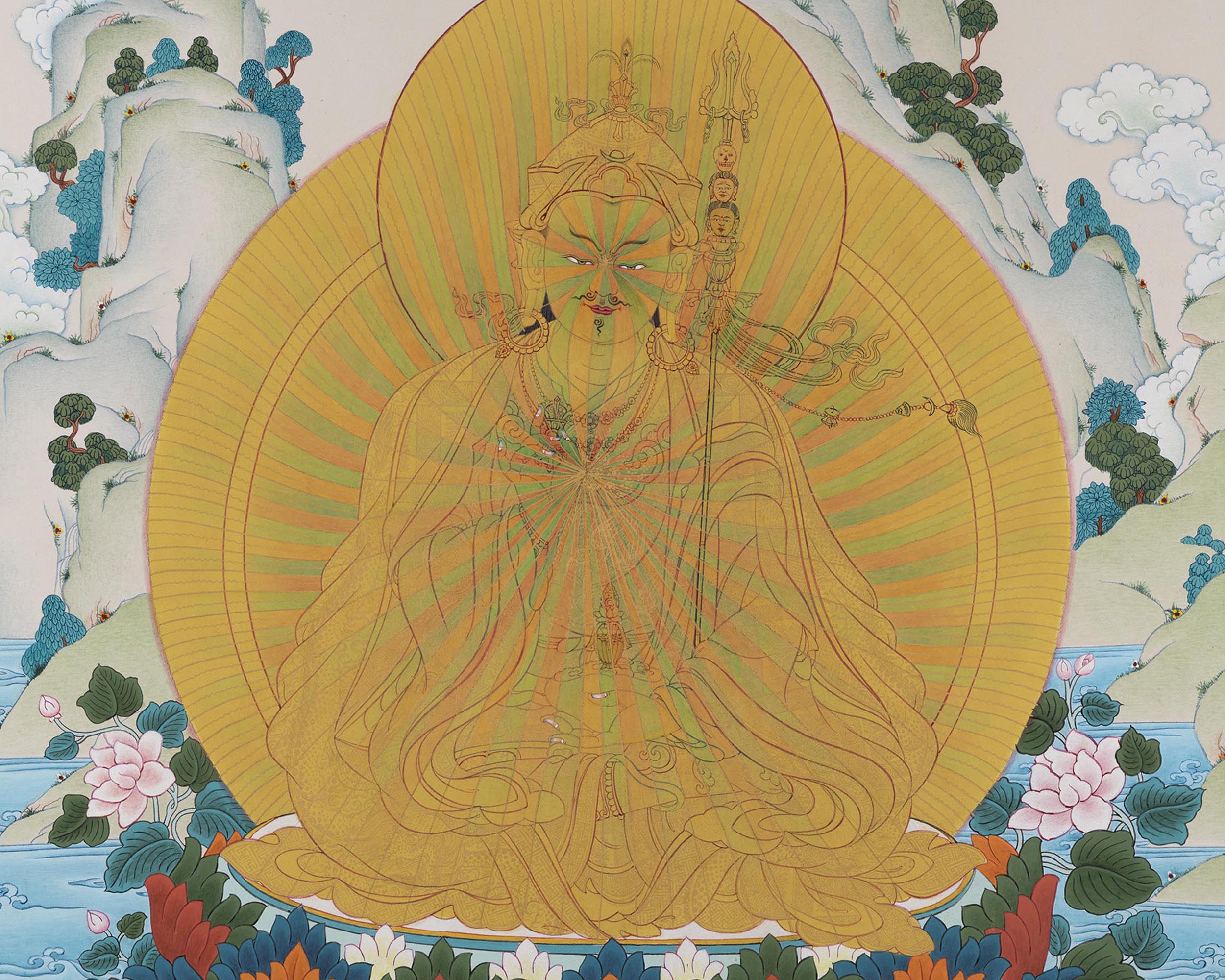 Guru Padmasambhava Rainbow Body Thangka | Enlightened Buddha