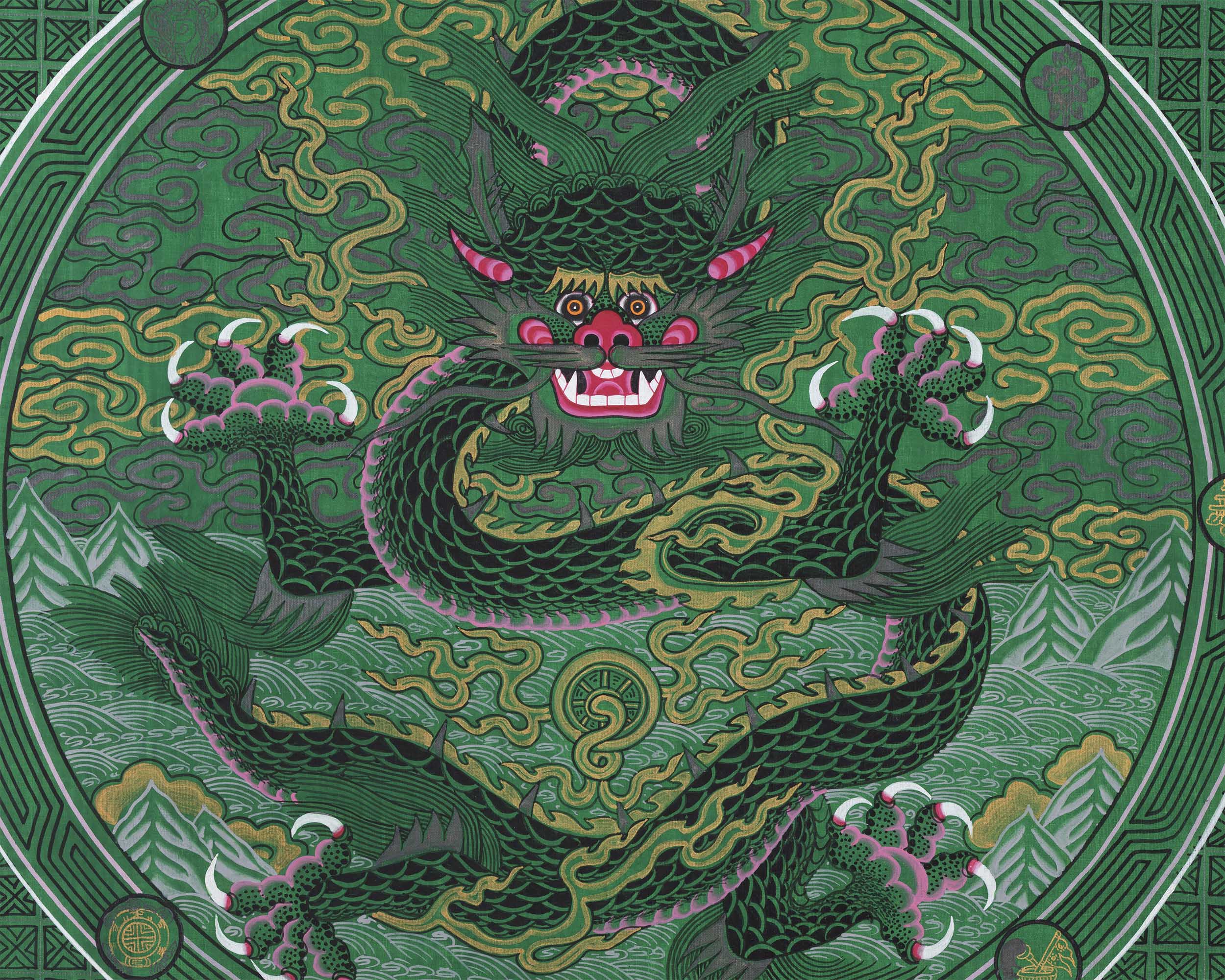 Dragon Thangka | Traditional Tibetan Painting | Wall Hanging Decoration