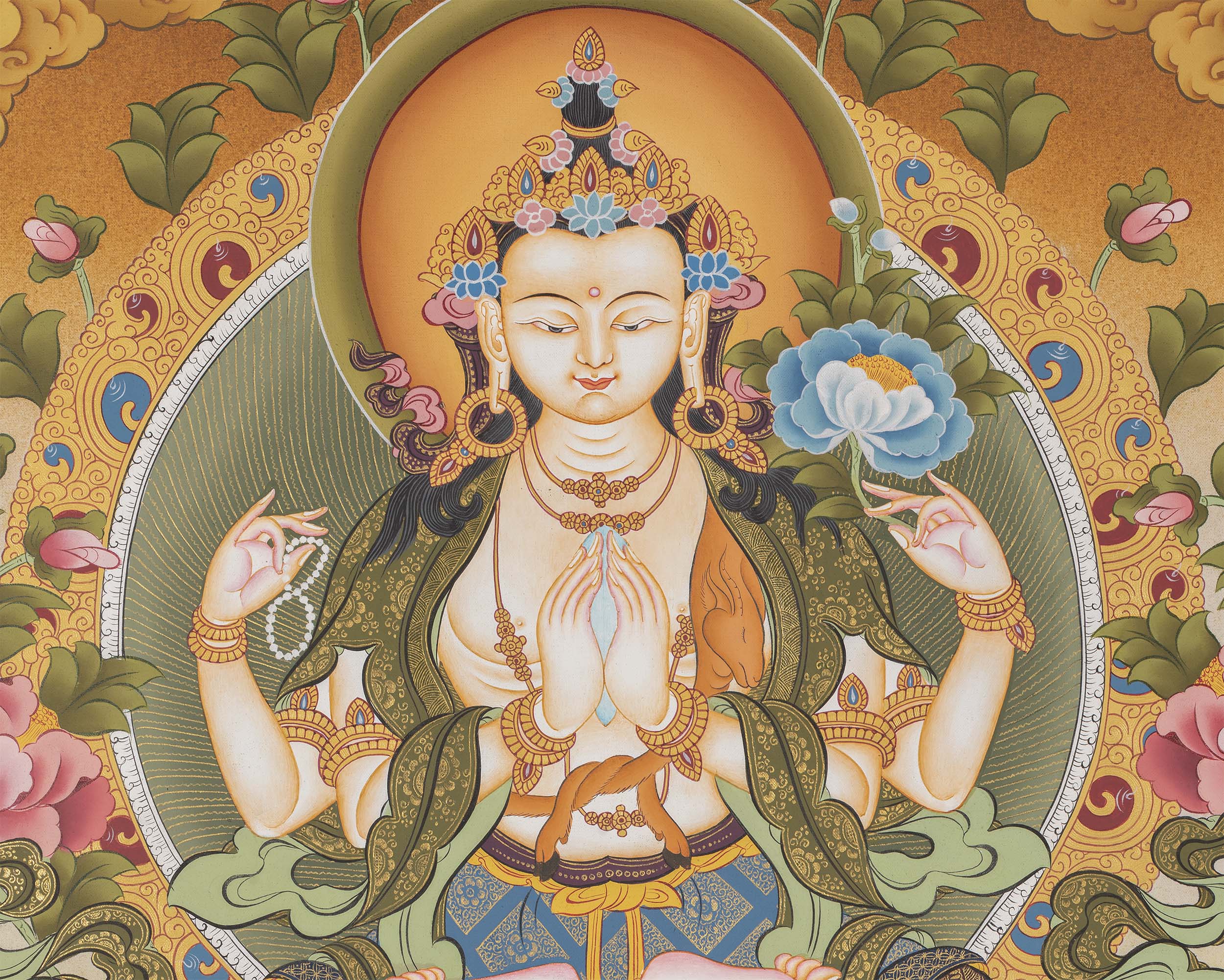 Bodhisattva Avalokiteshvara Tapestry | Chengrezig Thangka