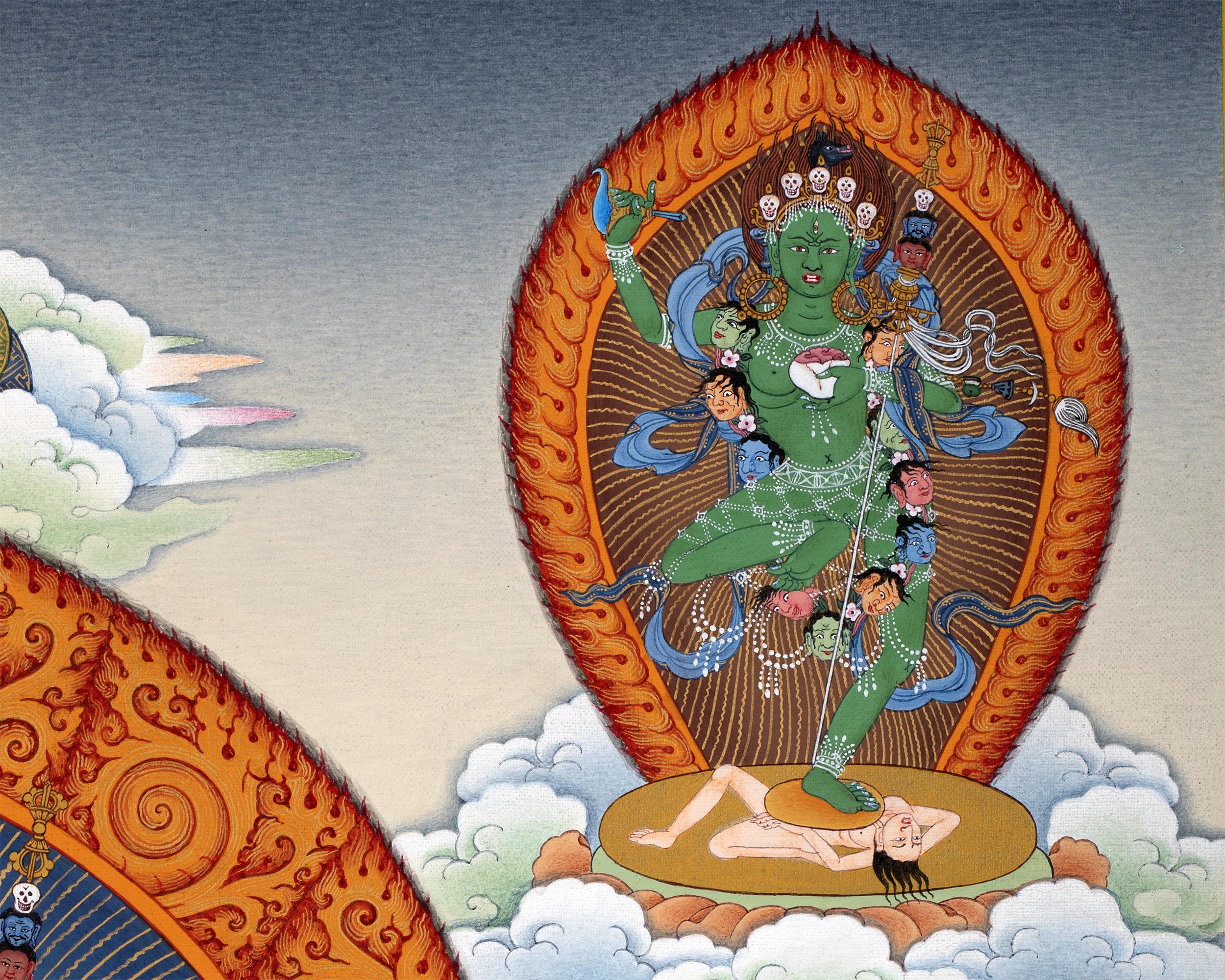 Dorje Phagmo, Vajravarahi Mandala Thangka with Four Dakini, Karma Kagyu Tradition