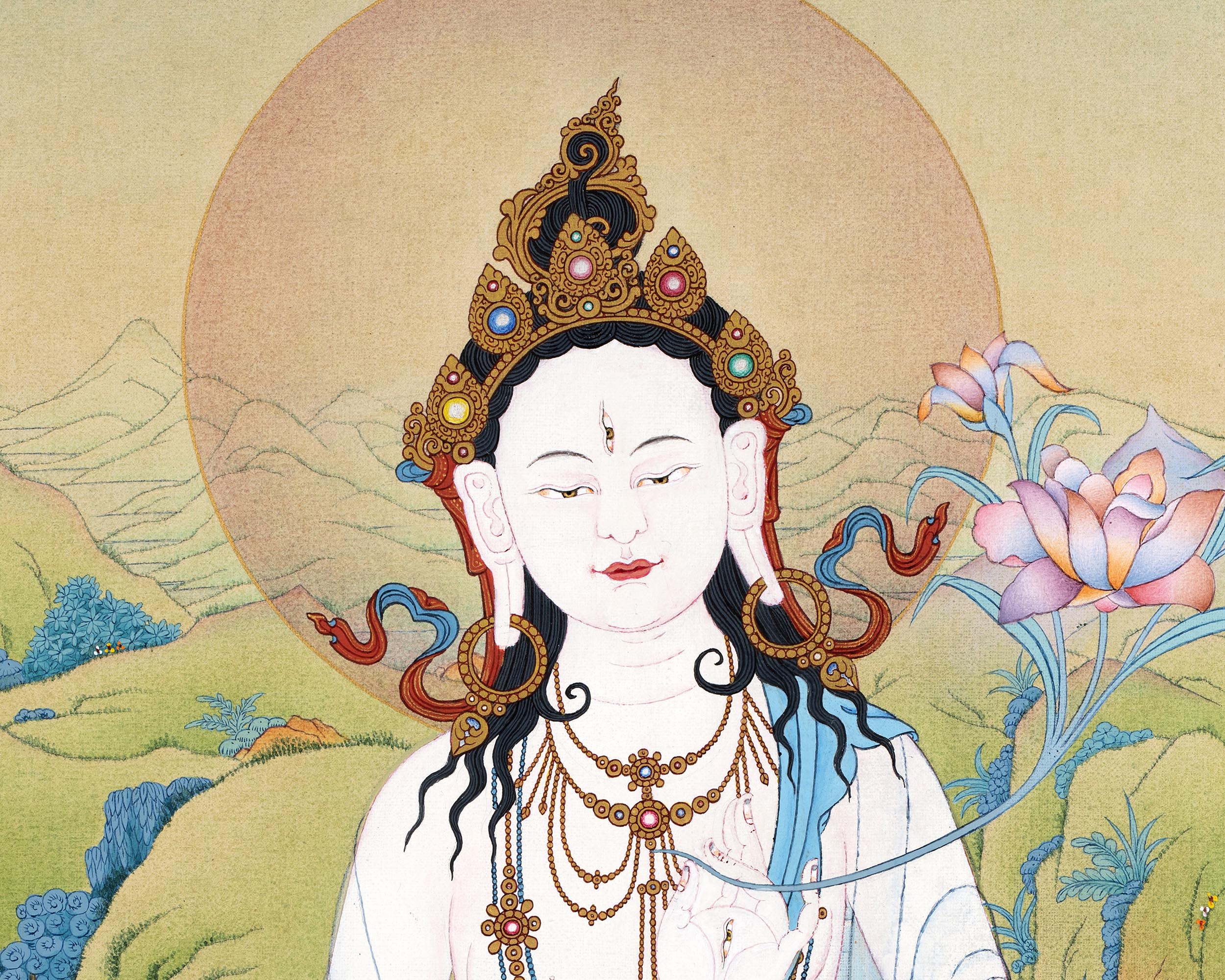 White Tara Thangka | Namgyalma | Amitayus | Long Life Bodhisattva