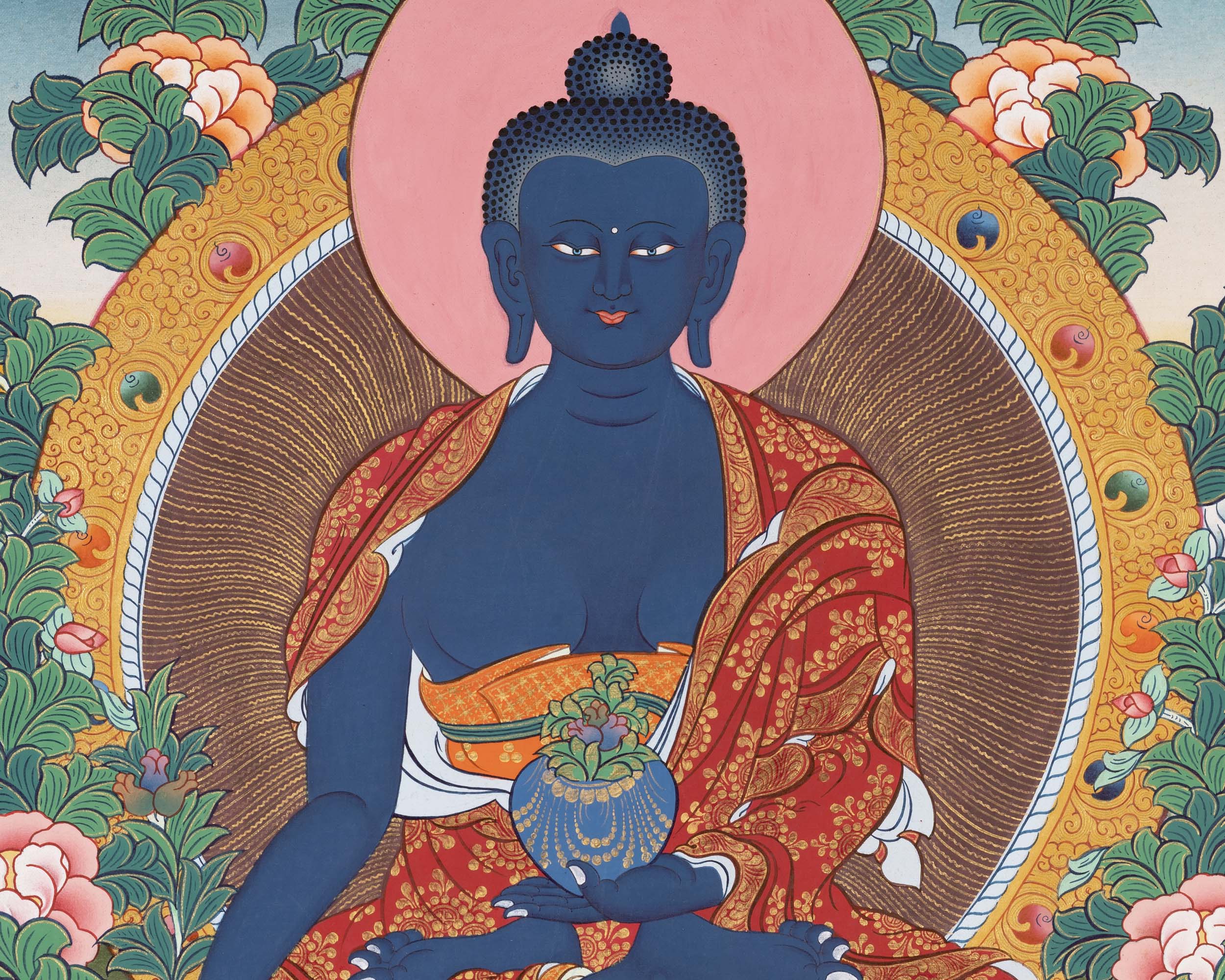 Meditation Medicine Buddha | Original Hand-Painted Healing Thangka