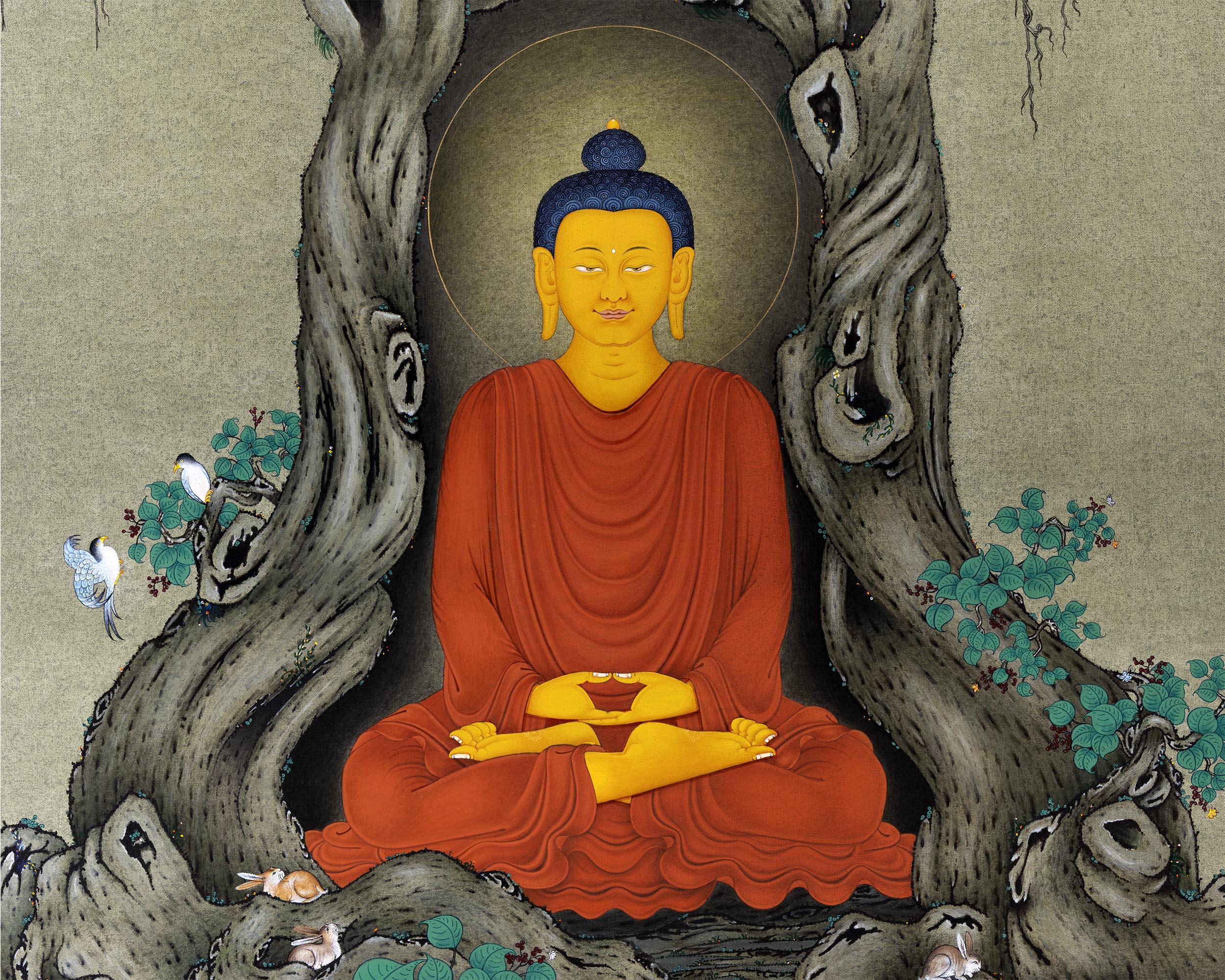 Meditating Shakyamuni | Happy Buddha Art | Buddhism Thangka
