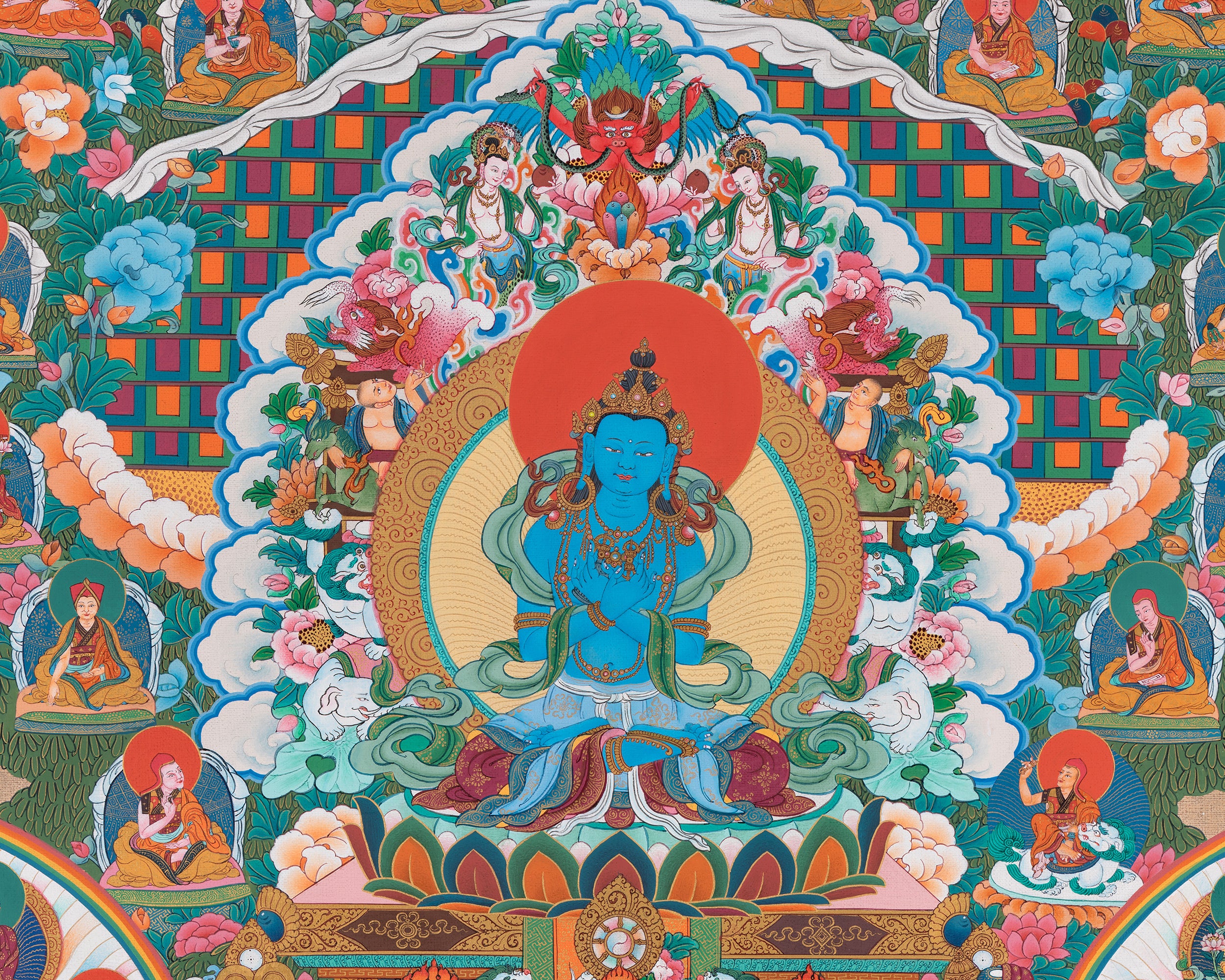Sakya Refuge Tree Thangka | Vajradhara lineage | Tibetan Traditional Art