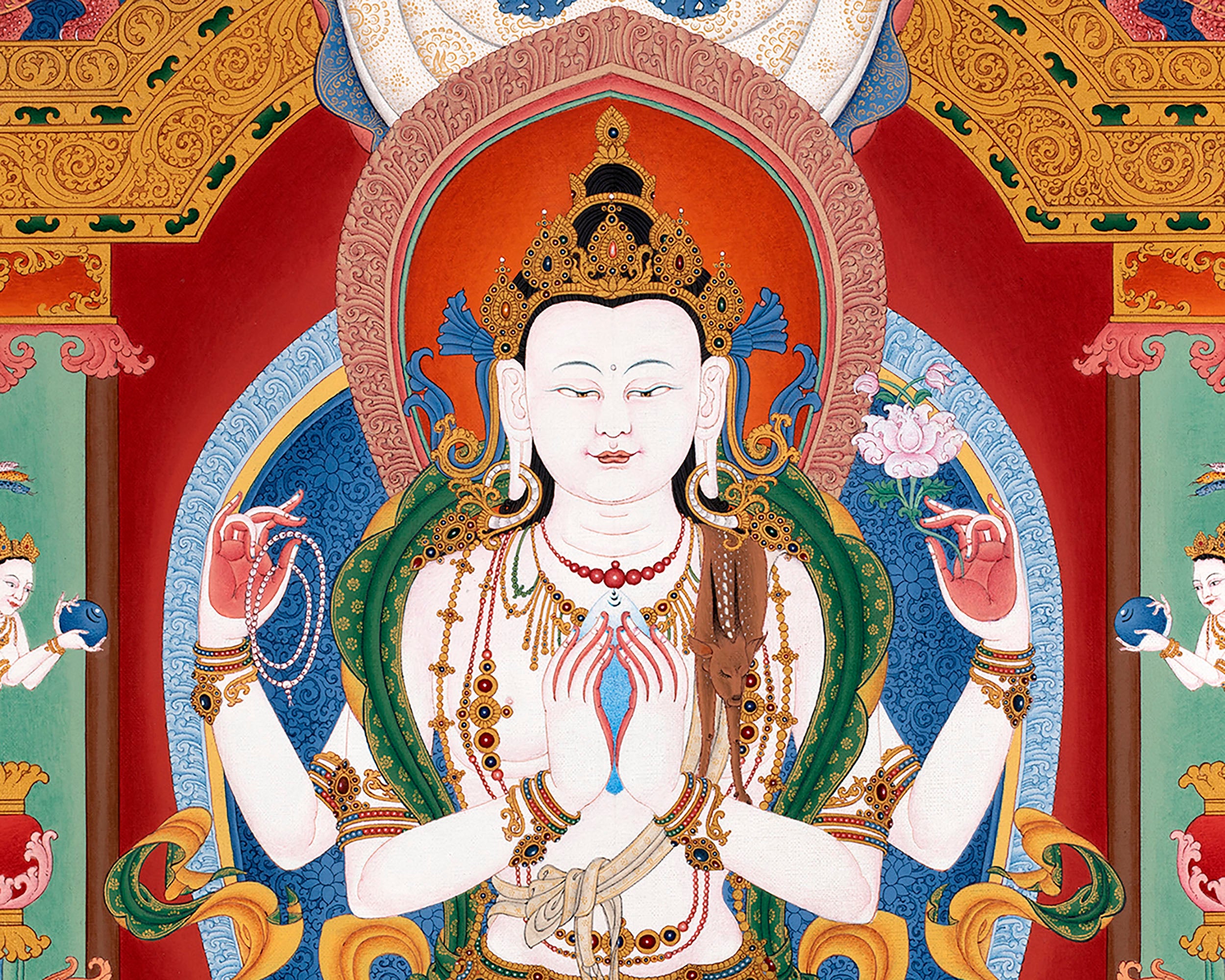 Chenrezig Thangka Print | Buddhist Art Prints | Traditional Art of Avalokiteshvara