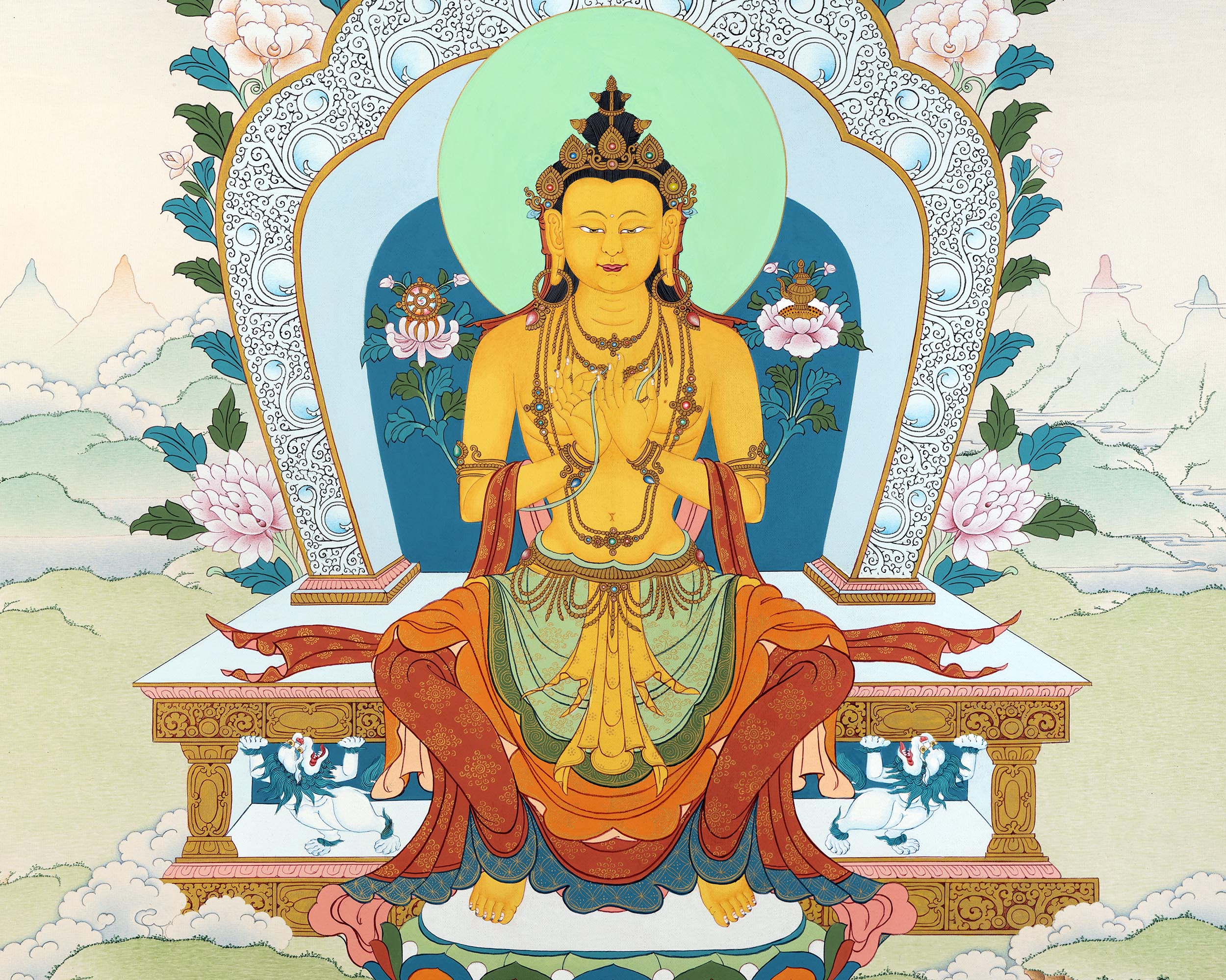 Maitreya Buddha Thangka | Tibetan Bodhisattva Art