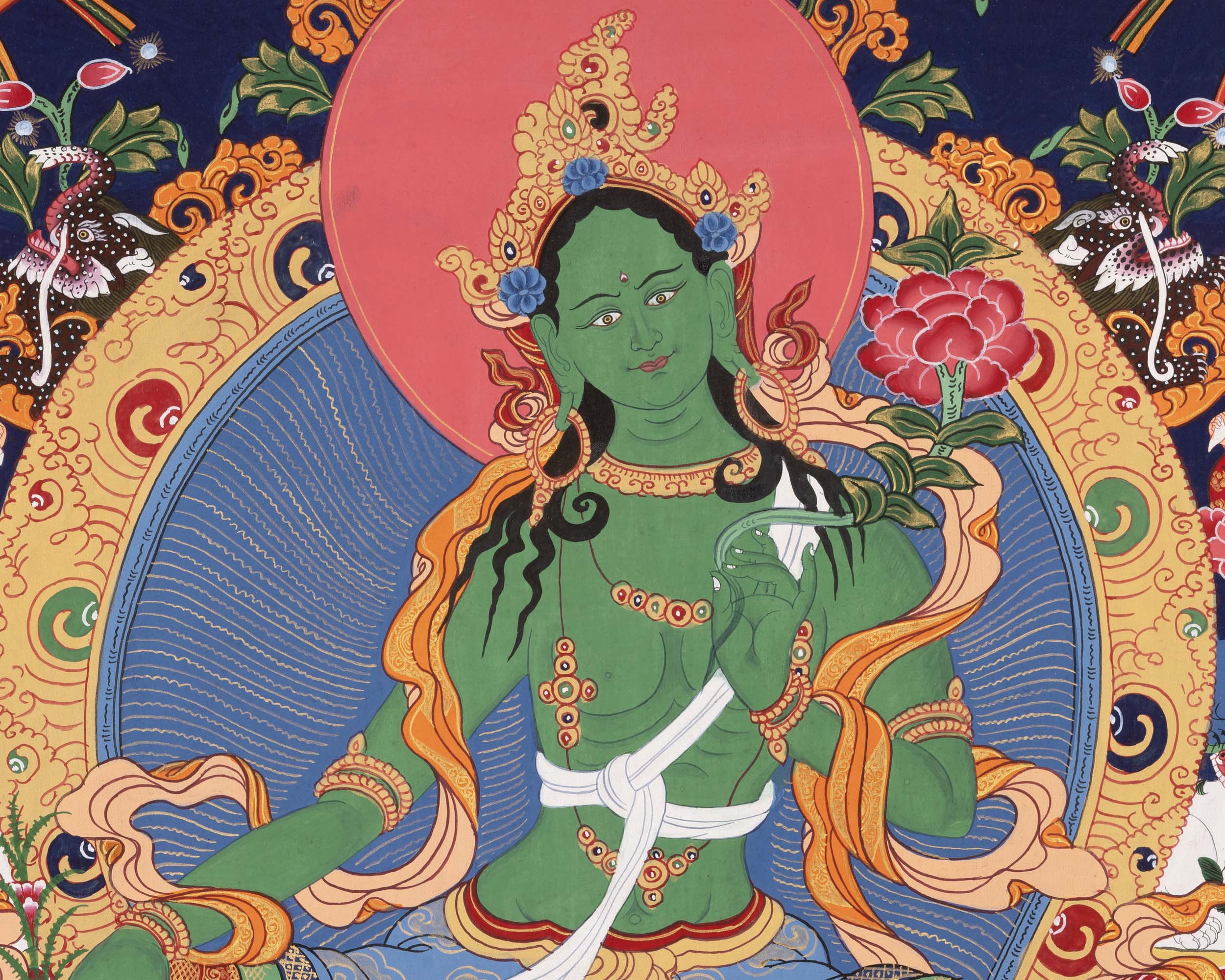 Green Tara Thangka | Wall Decor Painting