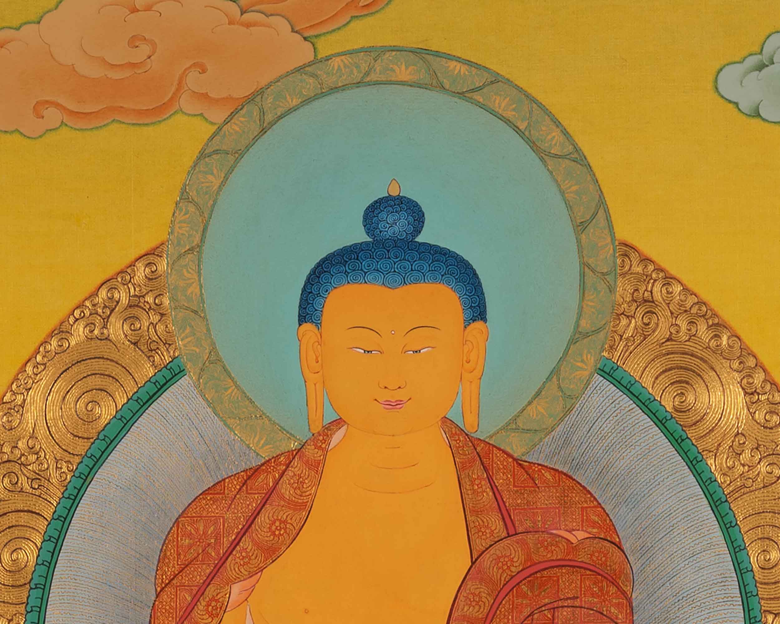 Buddha Gautama Siddhartha Thangka Painting | Traditional Tibetan Bodhisattva Art