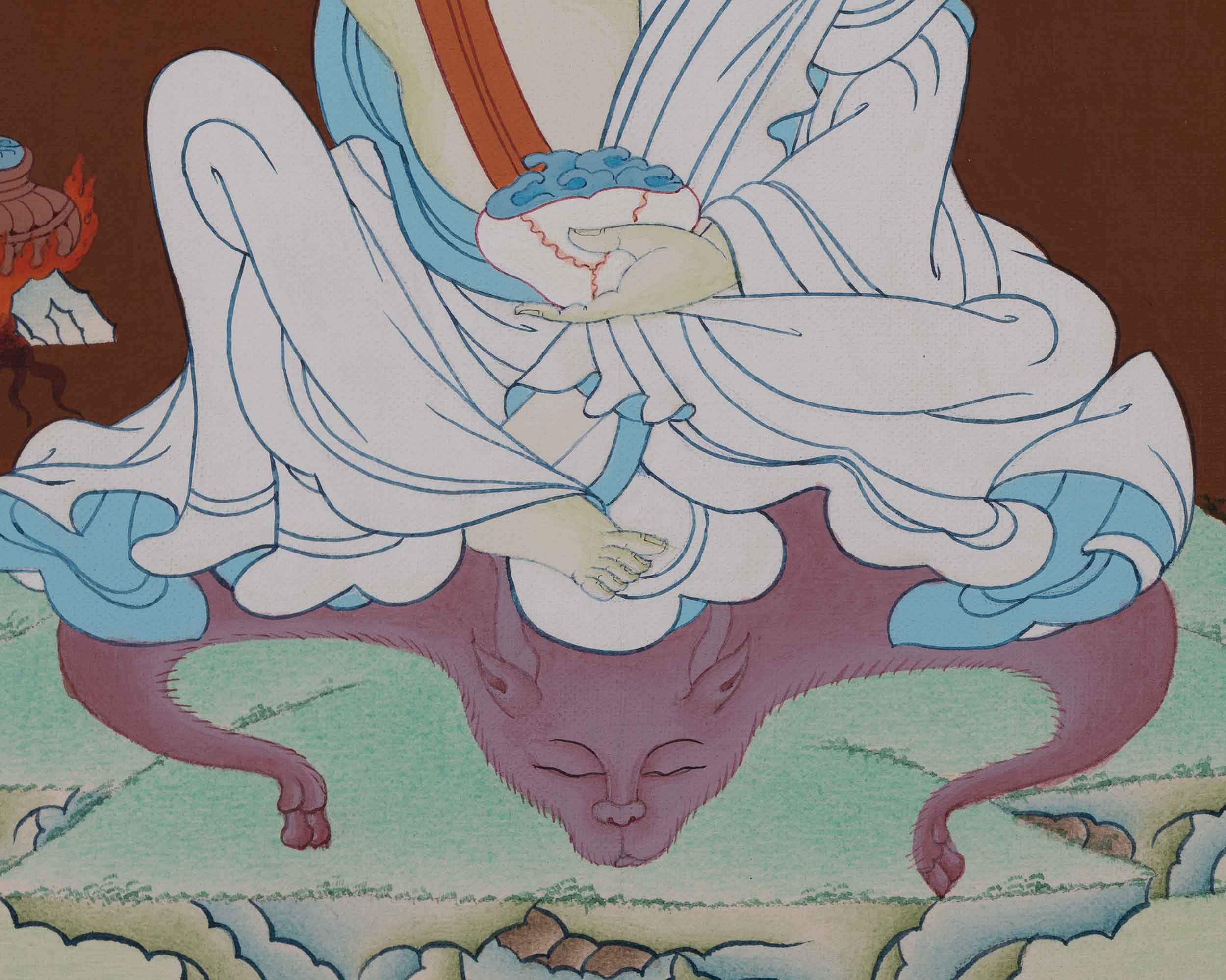 Jetsun Milarepa Hand-Painted Thangka Art | Tibetan Buddhist Master Art For Daily Practice