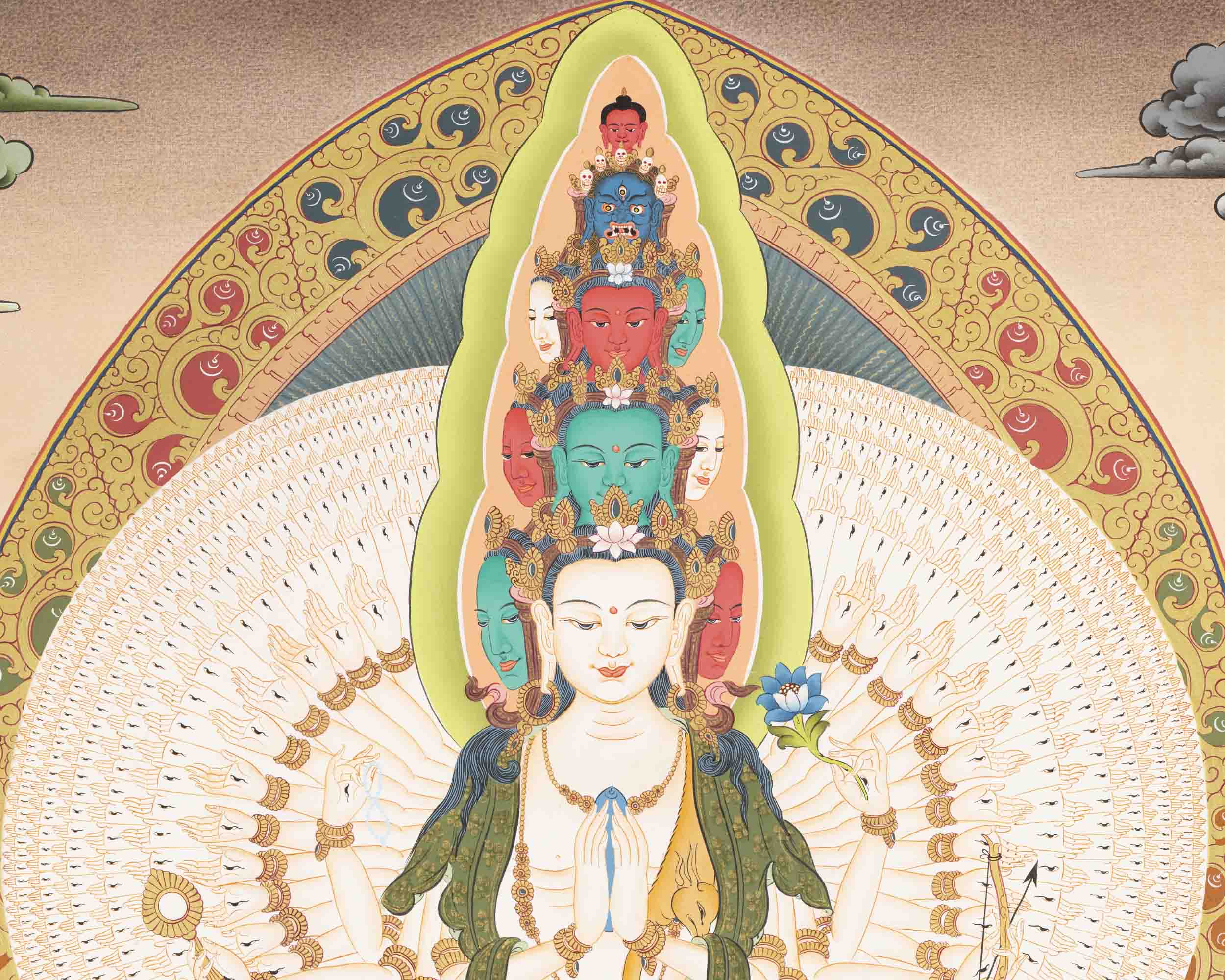 1000 Armed Bodhisattva Guanyin Chenrezig | Buddhist Thangka