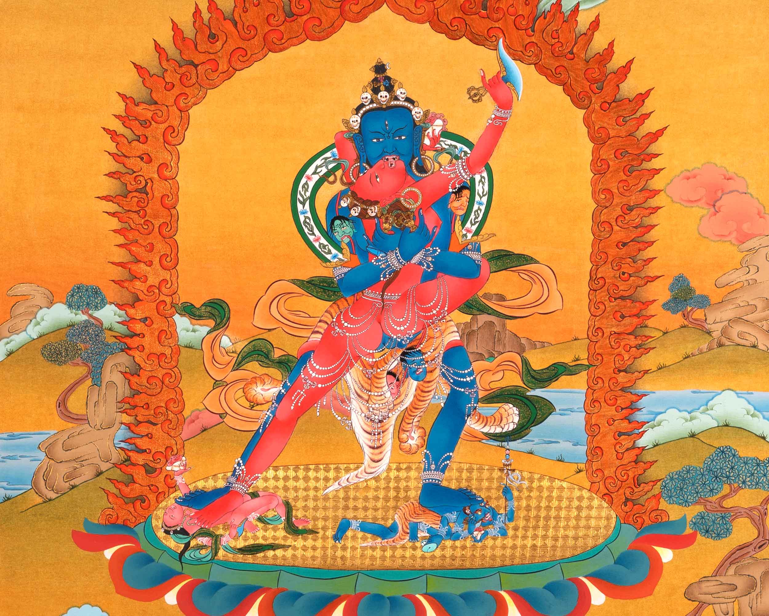 Cakrasamvara Tantra Thangka | Traditional Buddhist Art Of Chakrasamvara With Consort