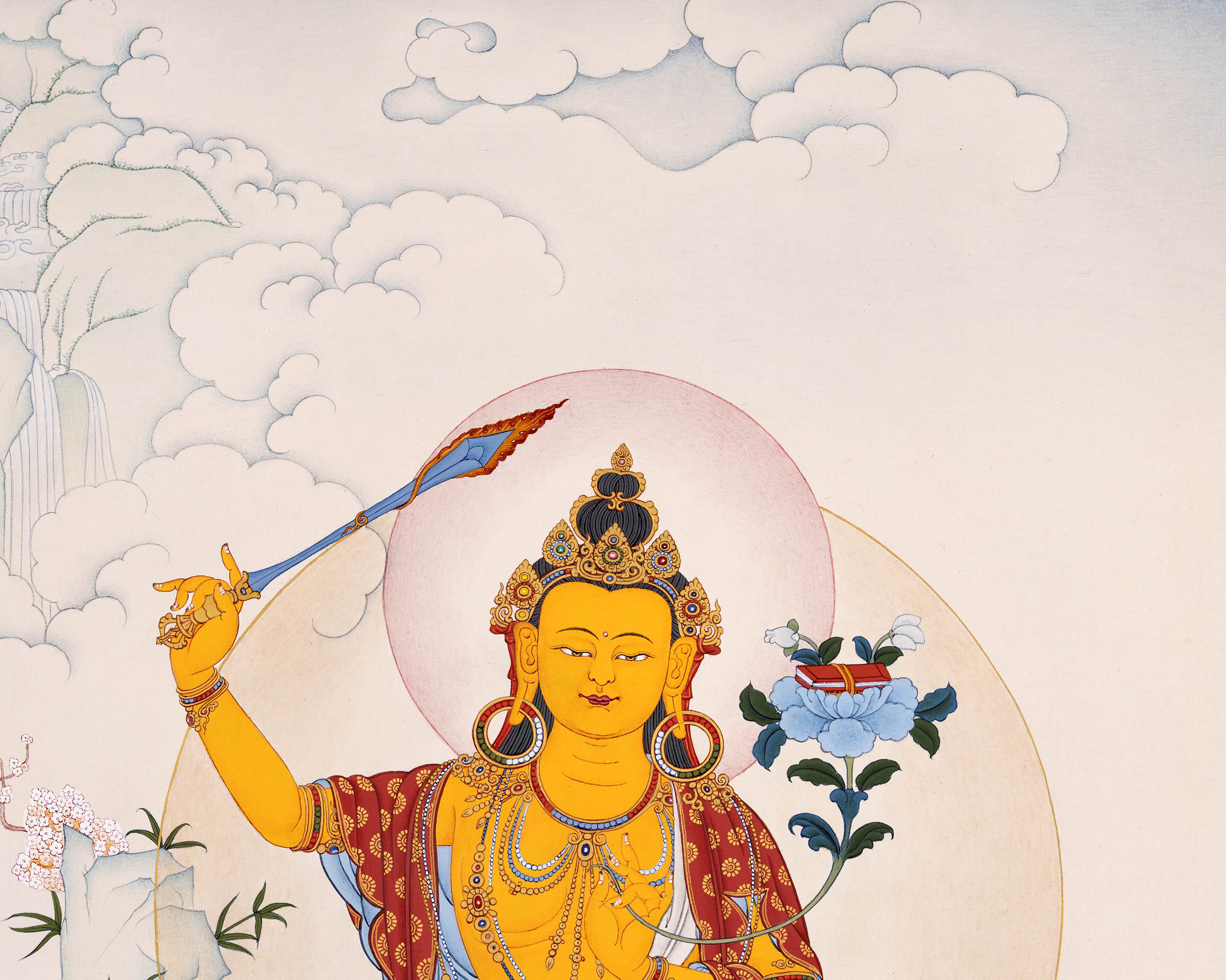 Wisdom Buddha Manjushri, Tibetan Thangka Art