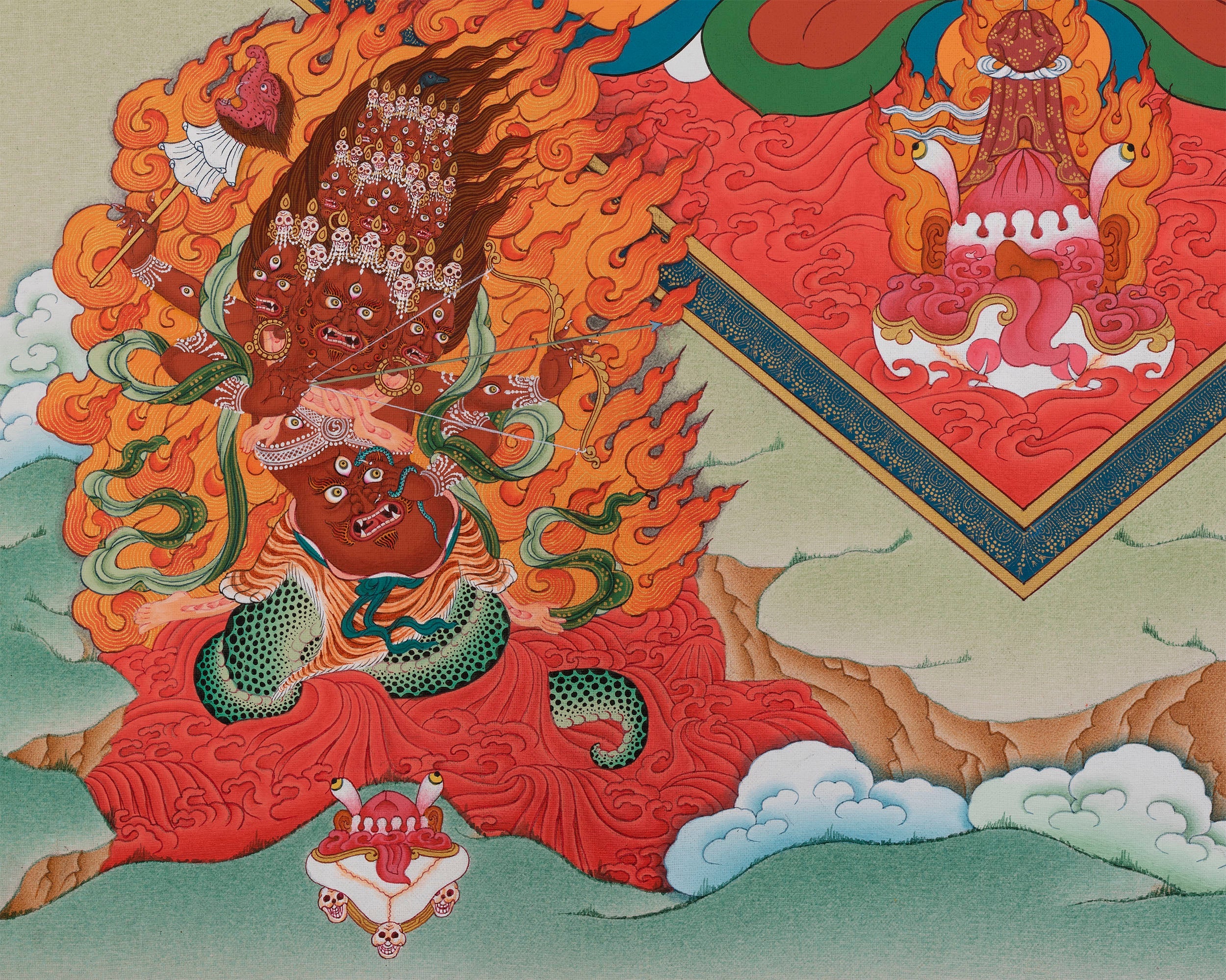 Digital Print On Cotton Canvas For Ekajati Mantra Practice | With Dorje Legpa & Rahula Thangka Print
