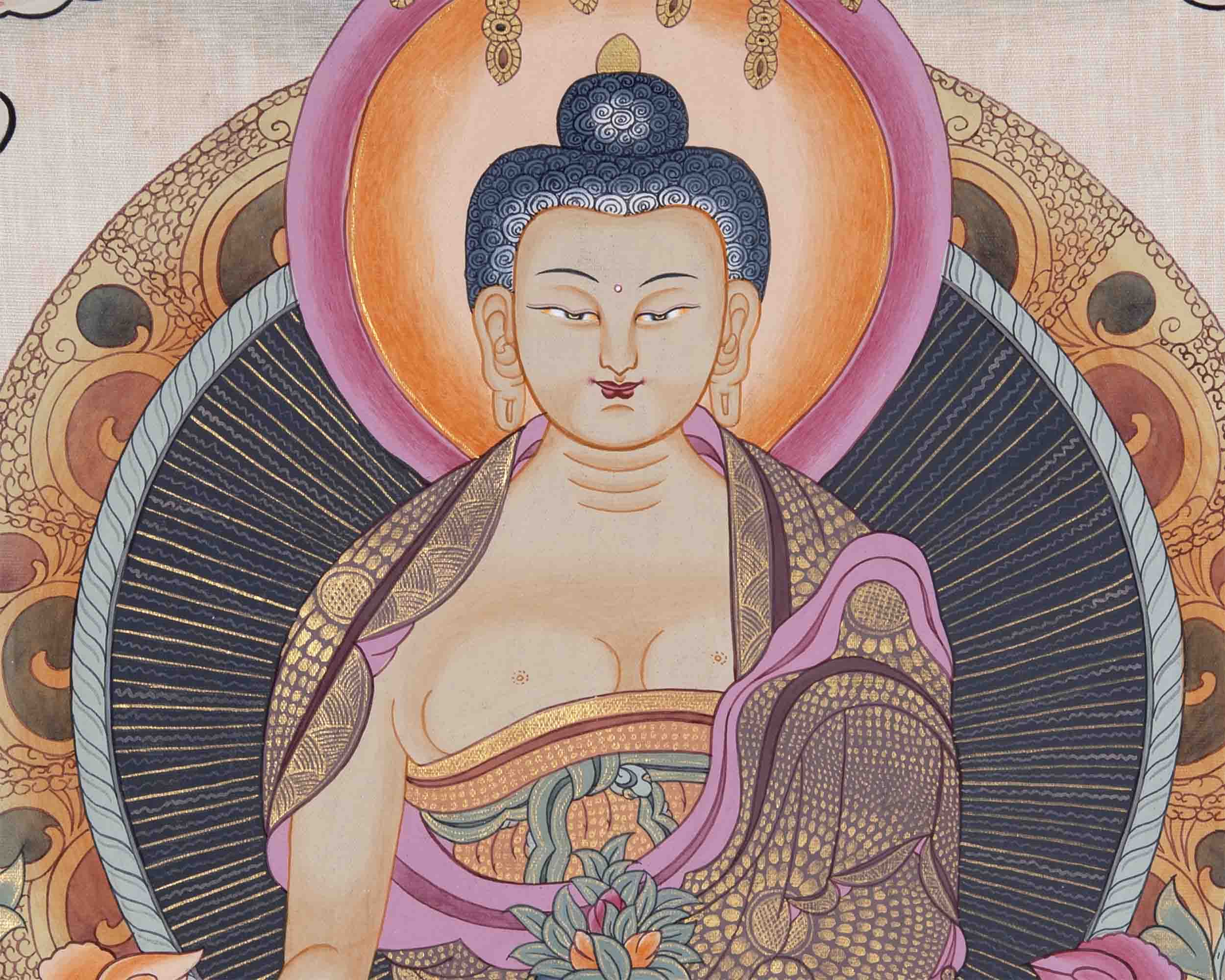 Shakyamuni Buddha With Brocade | Wall Decor Painting