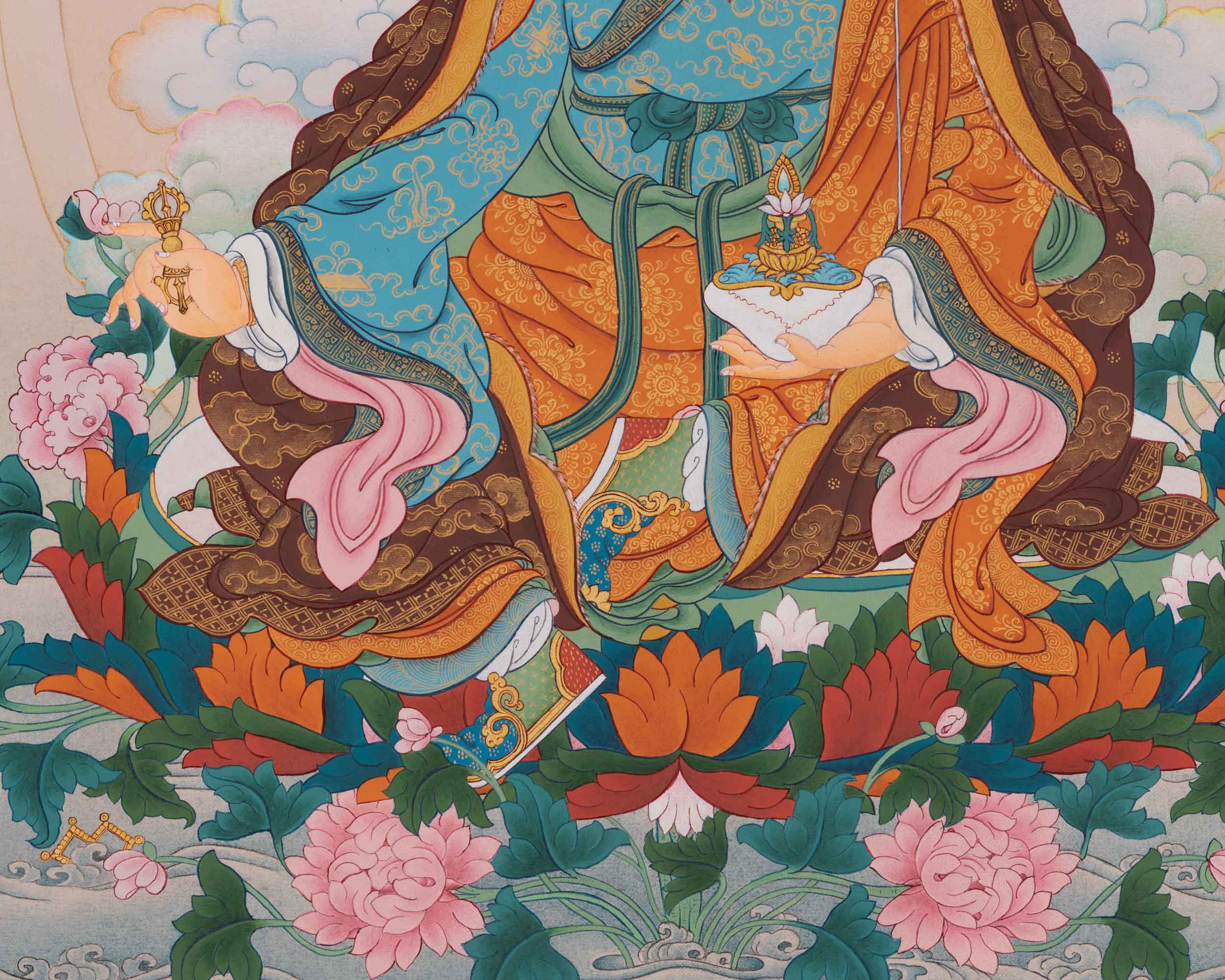 Traditional Tibetan Thangka For Padmasambhava Mantra Practice | Lotus Born Guru Rinpoche Art