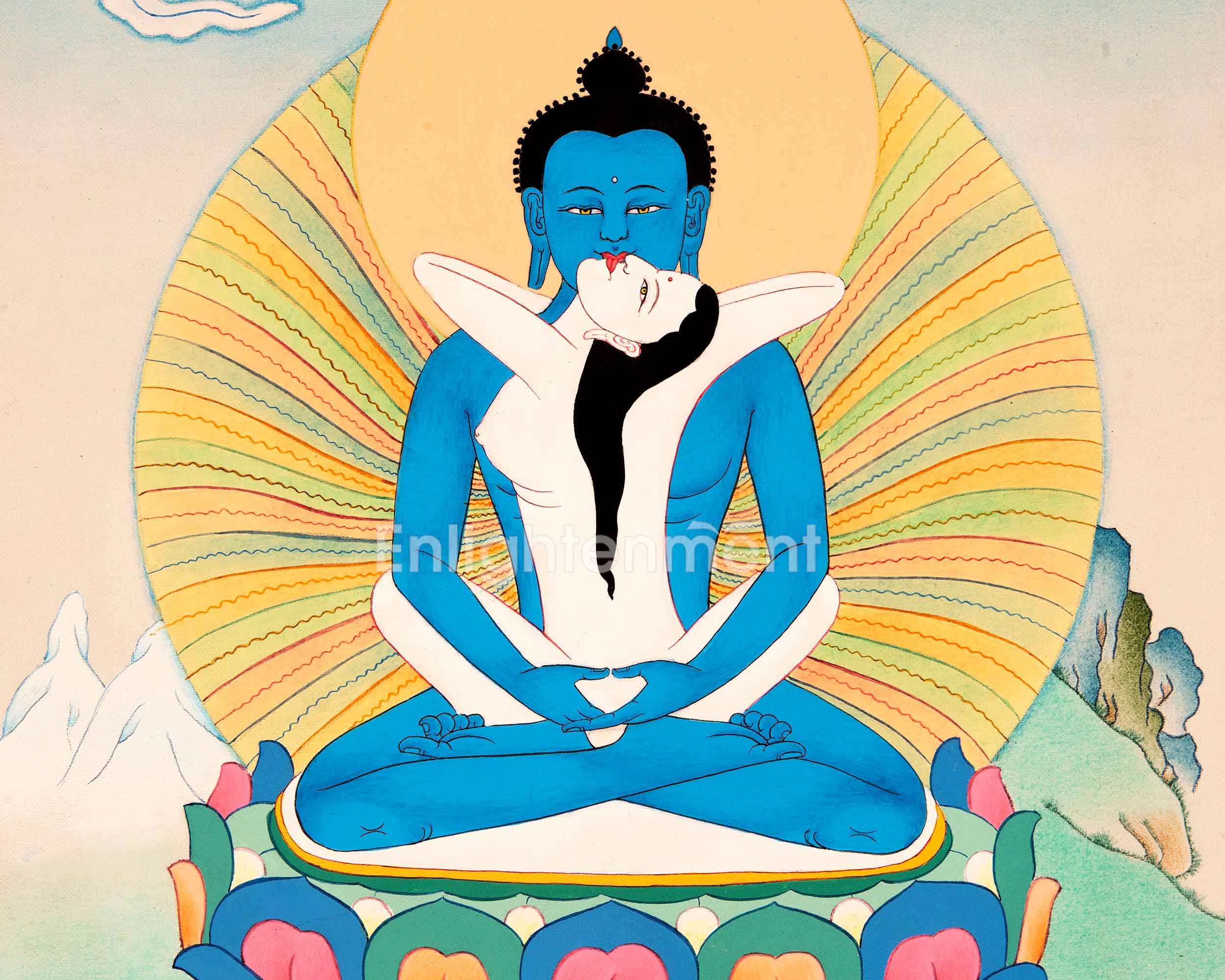 Samantabhadra -Consort Samantabhadri Thangka Art | Traditional Himalayan Tibetan Art