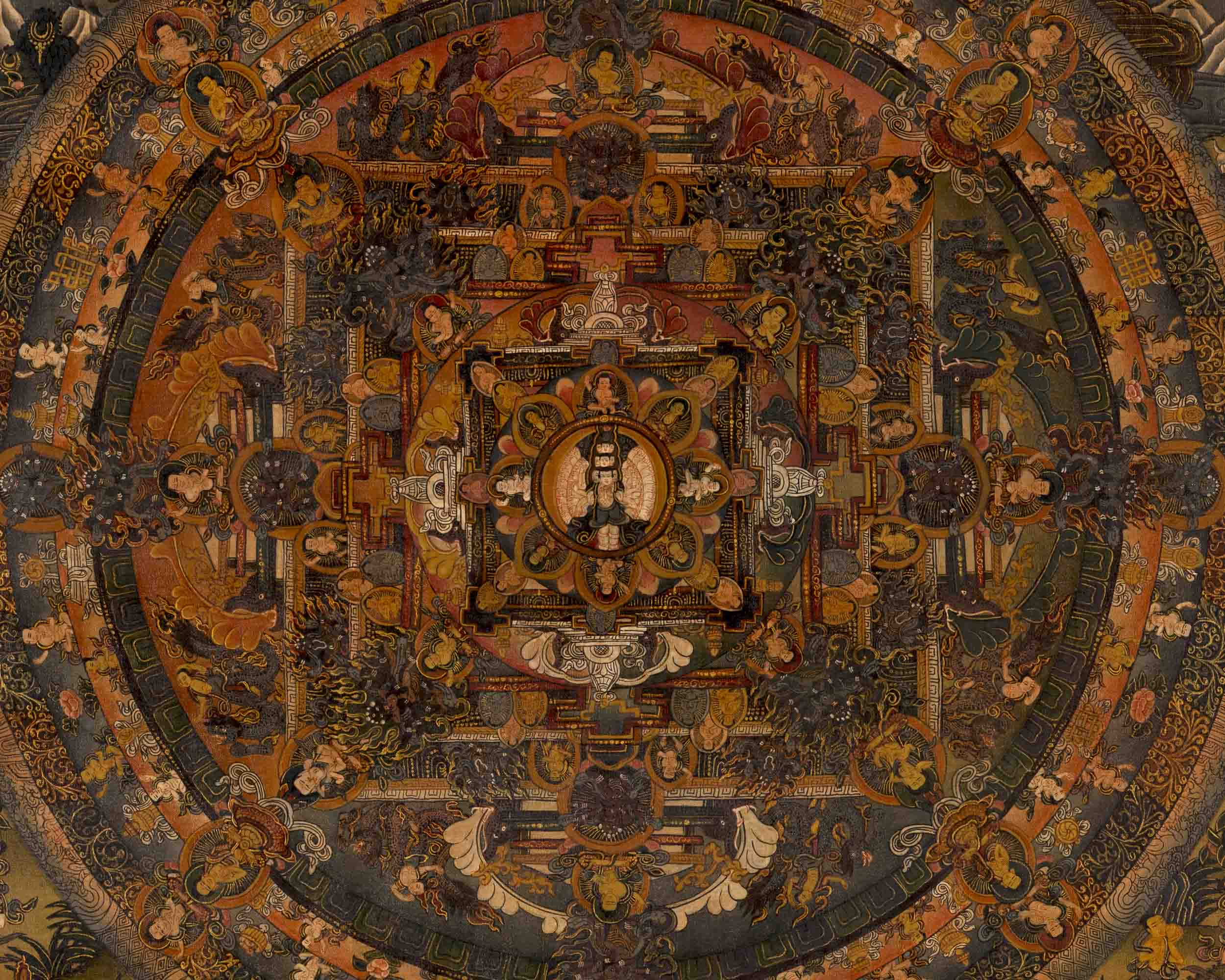 Lokeshvara Chenrezig Mandala | Traditional Buddhist Thangka | Wall Decors