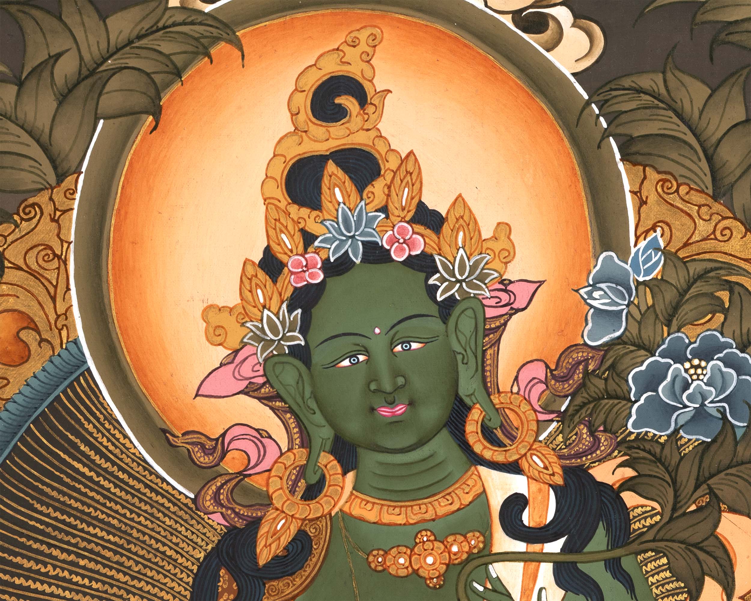 Goddess Green Tara Thangka | Handpainted Tibetan Art | Wall Decors