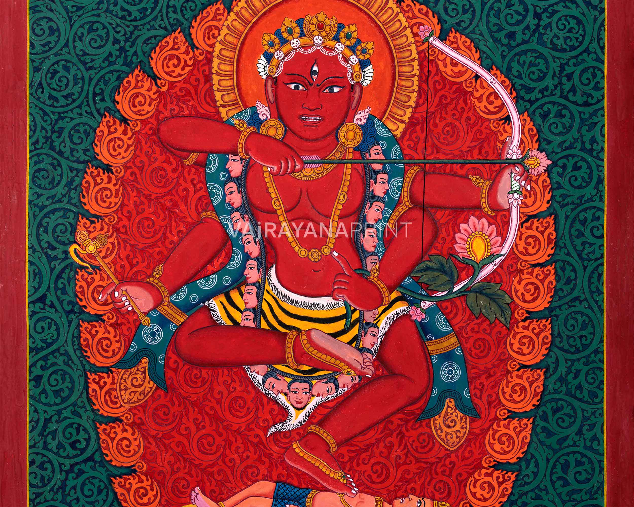 Traditional Style Nepali Art Print Of Kurukulla Goddess | Newari Pauba Print For Dakini