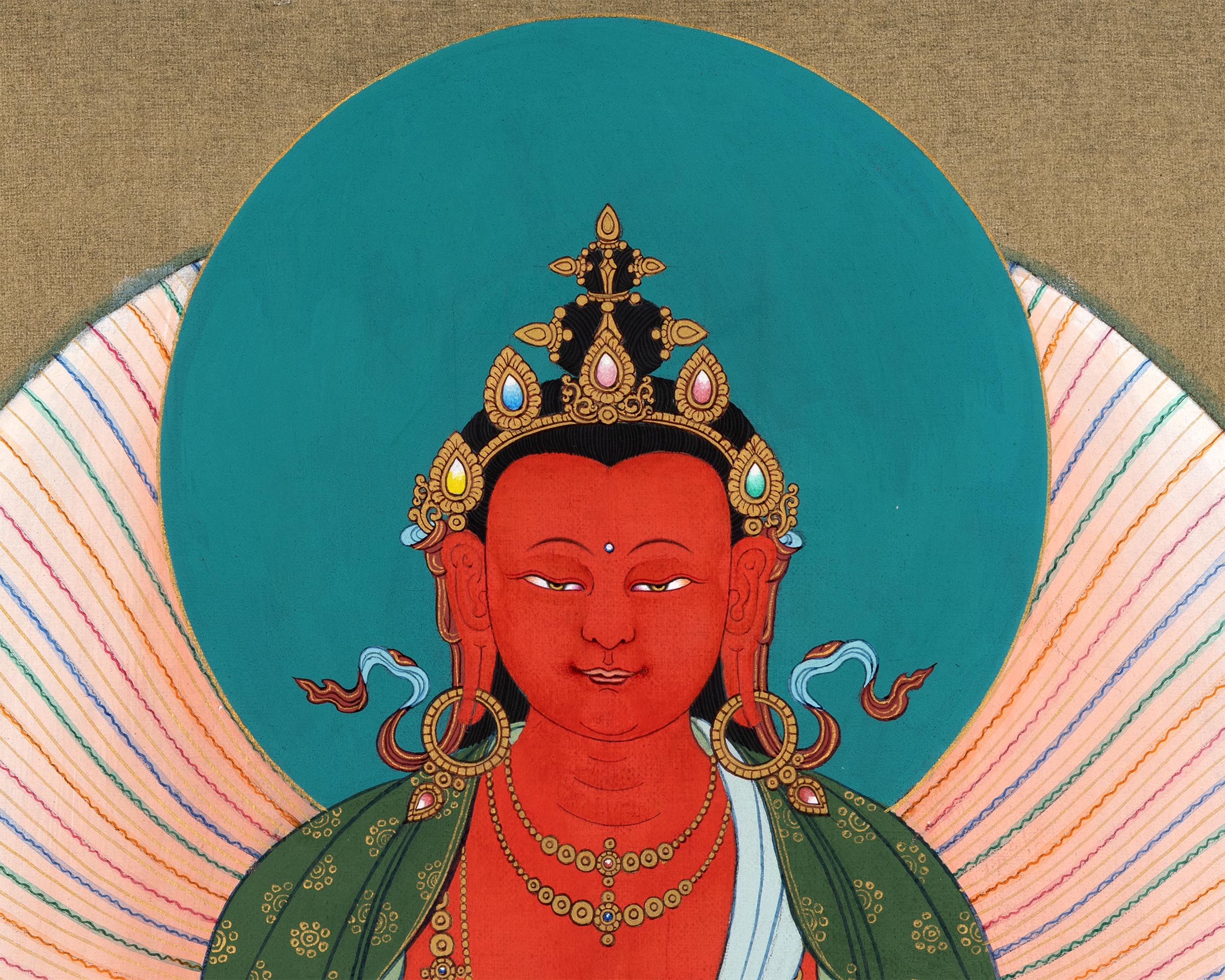Amitayus With White Tara And Namgyalma Thangka | Tibetan Buddhist Art