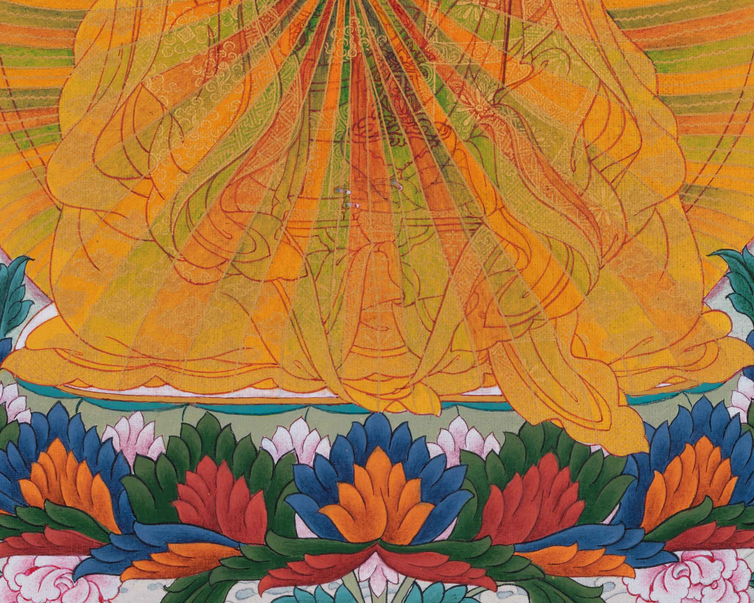 Lotus Master Guru Rainbow Body Thangka | Tibetan Buddhist Master Guru Rinpoche Art