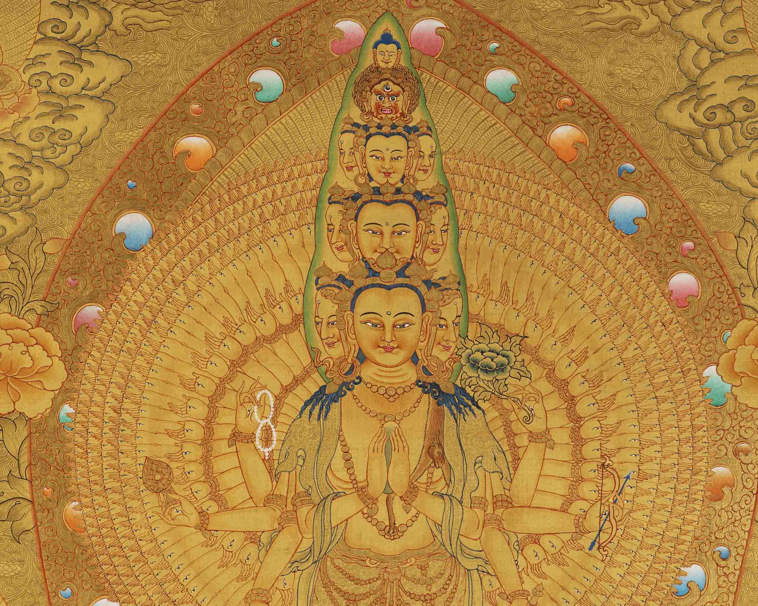 1000 Armed Avalokiteshvara Thangka | Gift For Buddhist