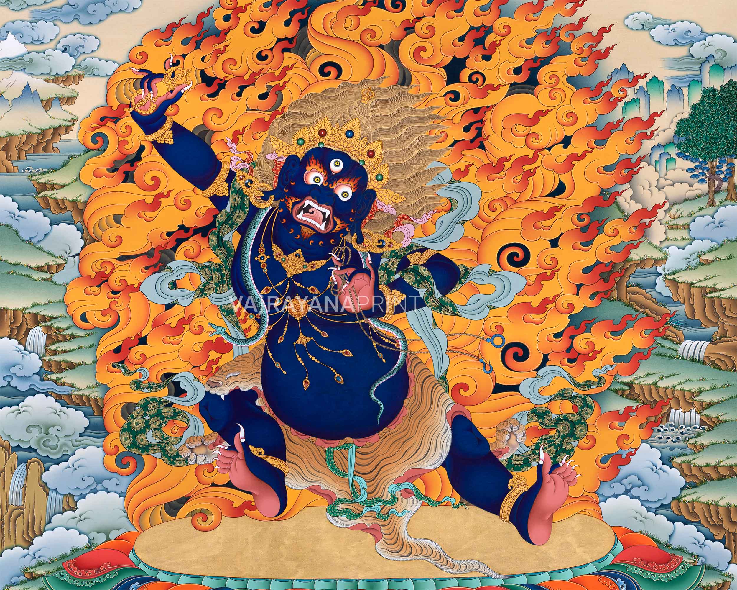 Vajrapani Buddha Giclee Print For Meditation | Traditional Art Of The Holder Of A Thunderbolt