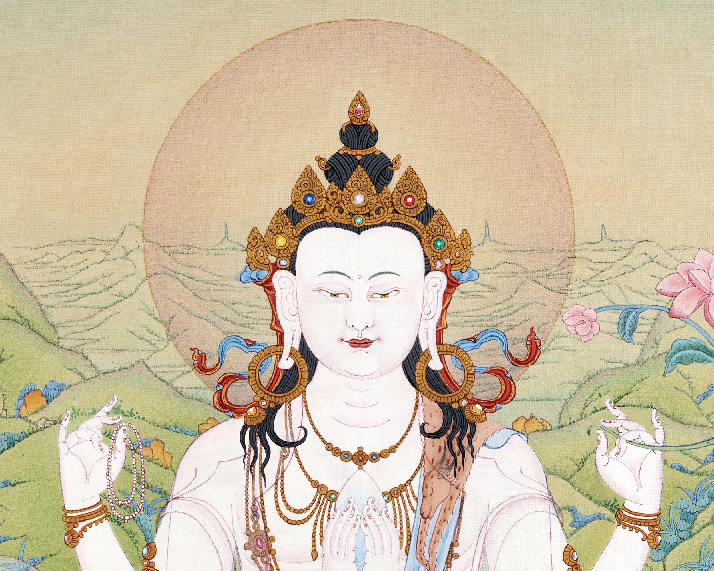 Bodhisattva Thangka | Avalokiteshvara, Manjushri, Vajrapani | Traditional Tibetan Art