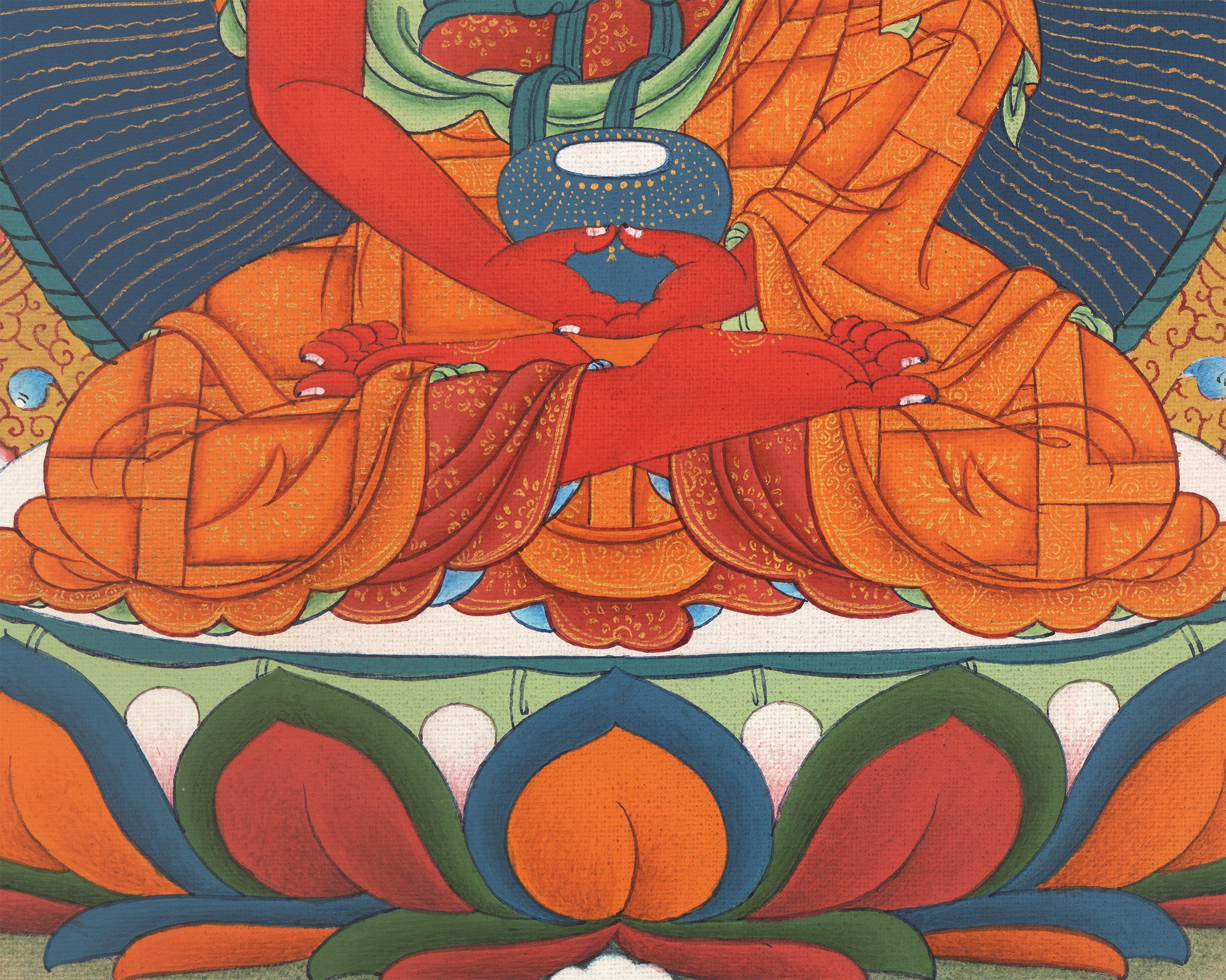 24K Gold Amitabha Thangka with Free Brocade