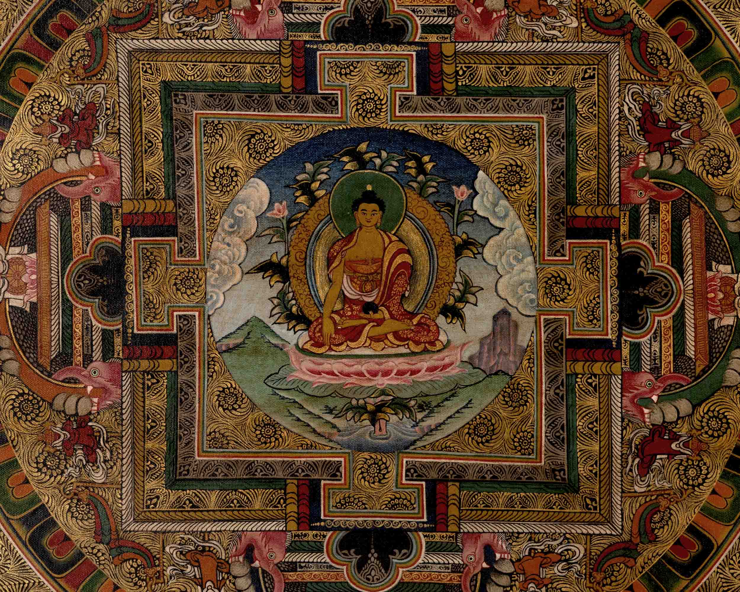 Shakyamuni Buddha Mandala | Tibetan Thangka | Wall Decors