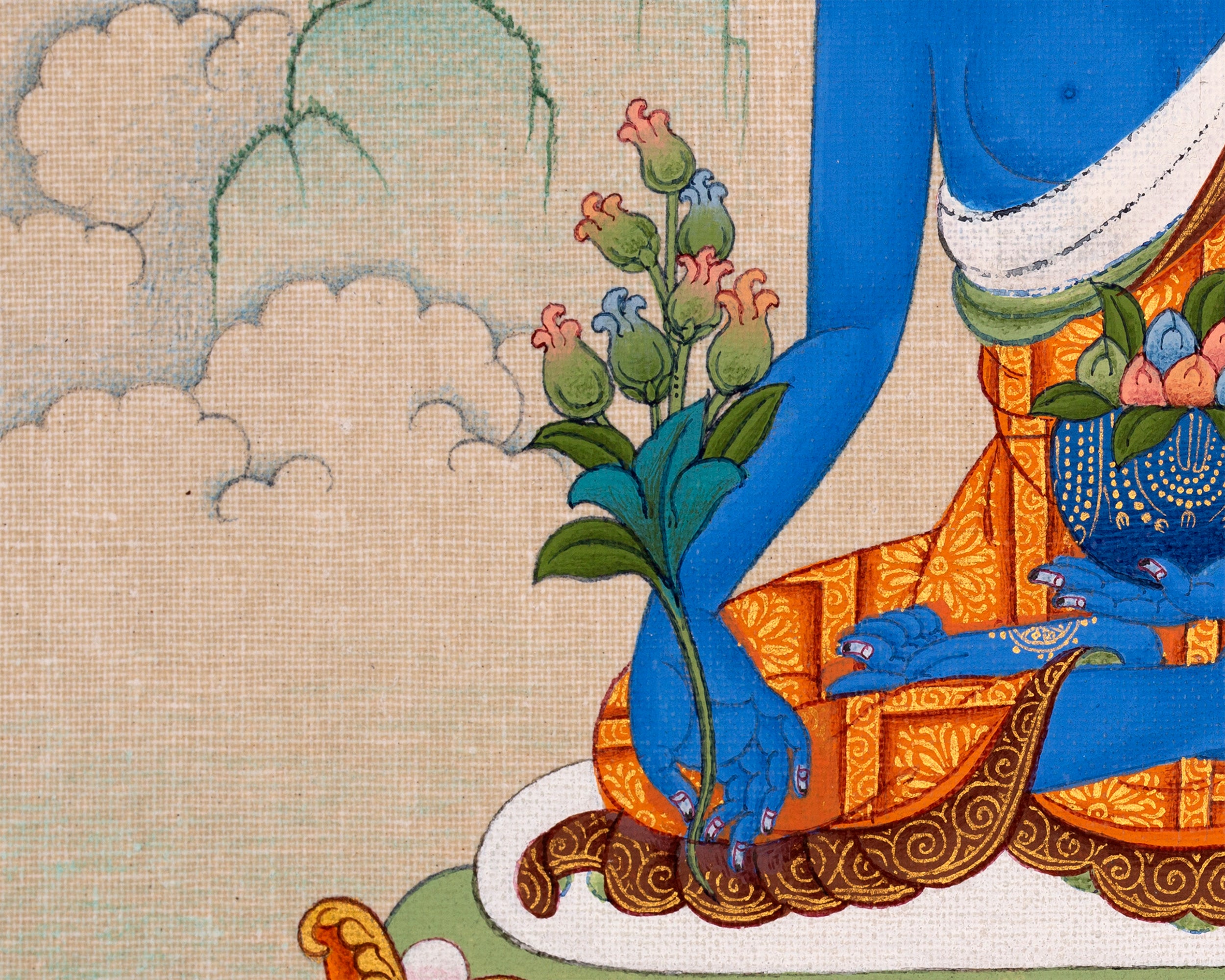 Medicine Buddha Thangka | Traditional Hand-painted Menla Thanka