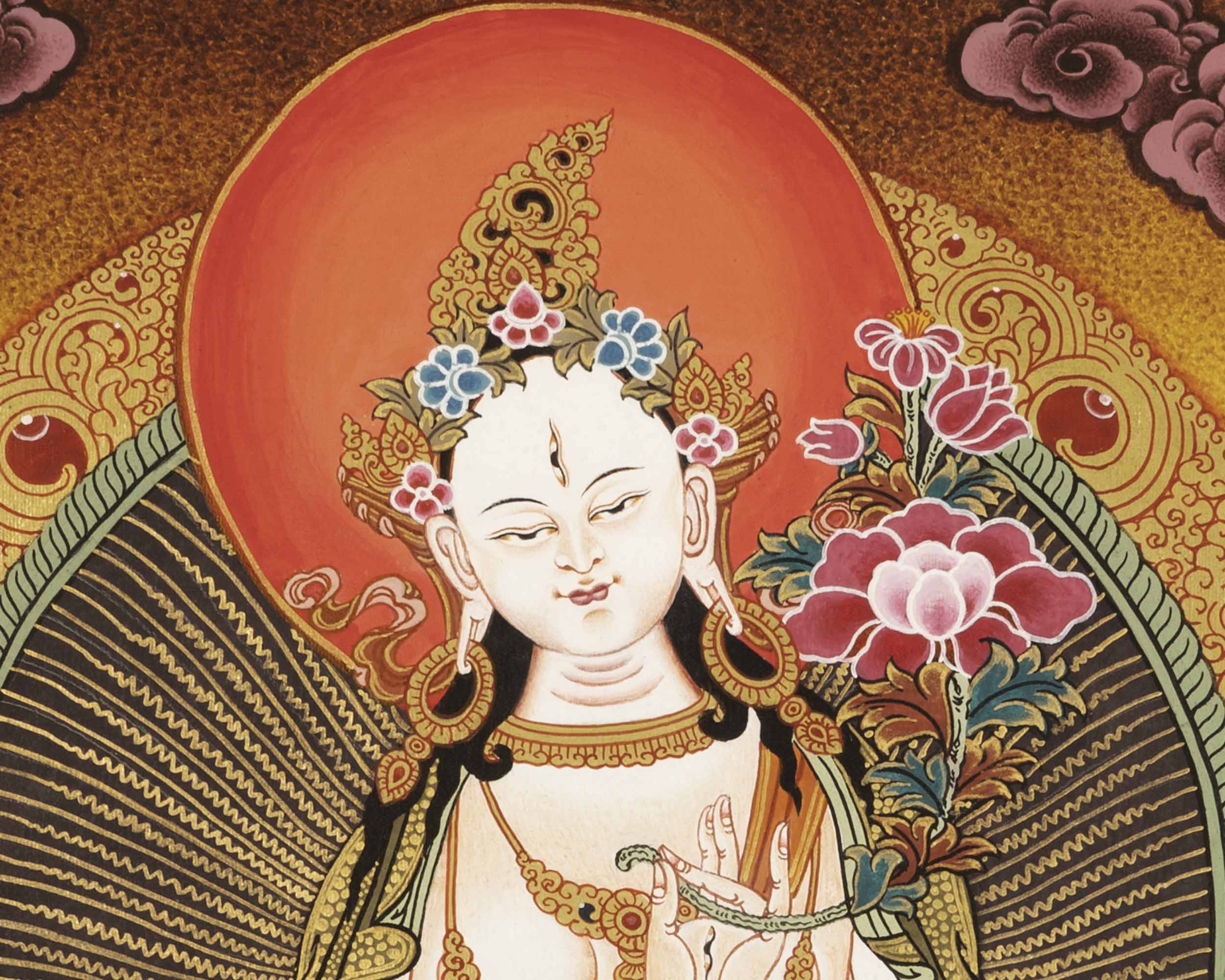 Tibetan White Tara Thangka | Tibetan Wall Decoration Painting