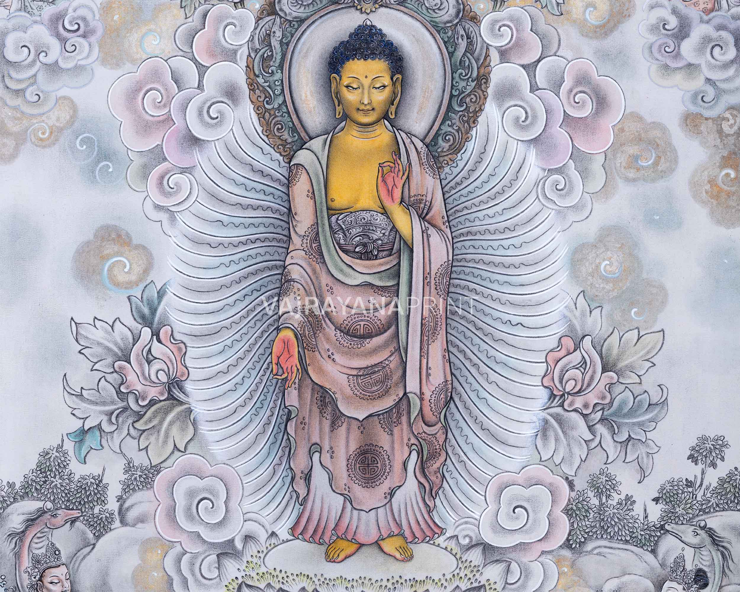 Shakyamuni Buddha Art Prints For Wall Hanging | Nepali Pauba Painting