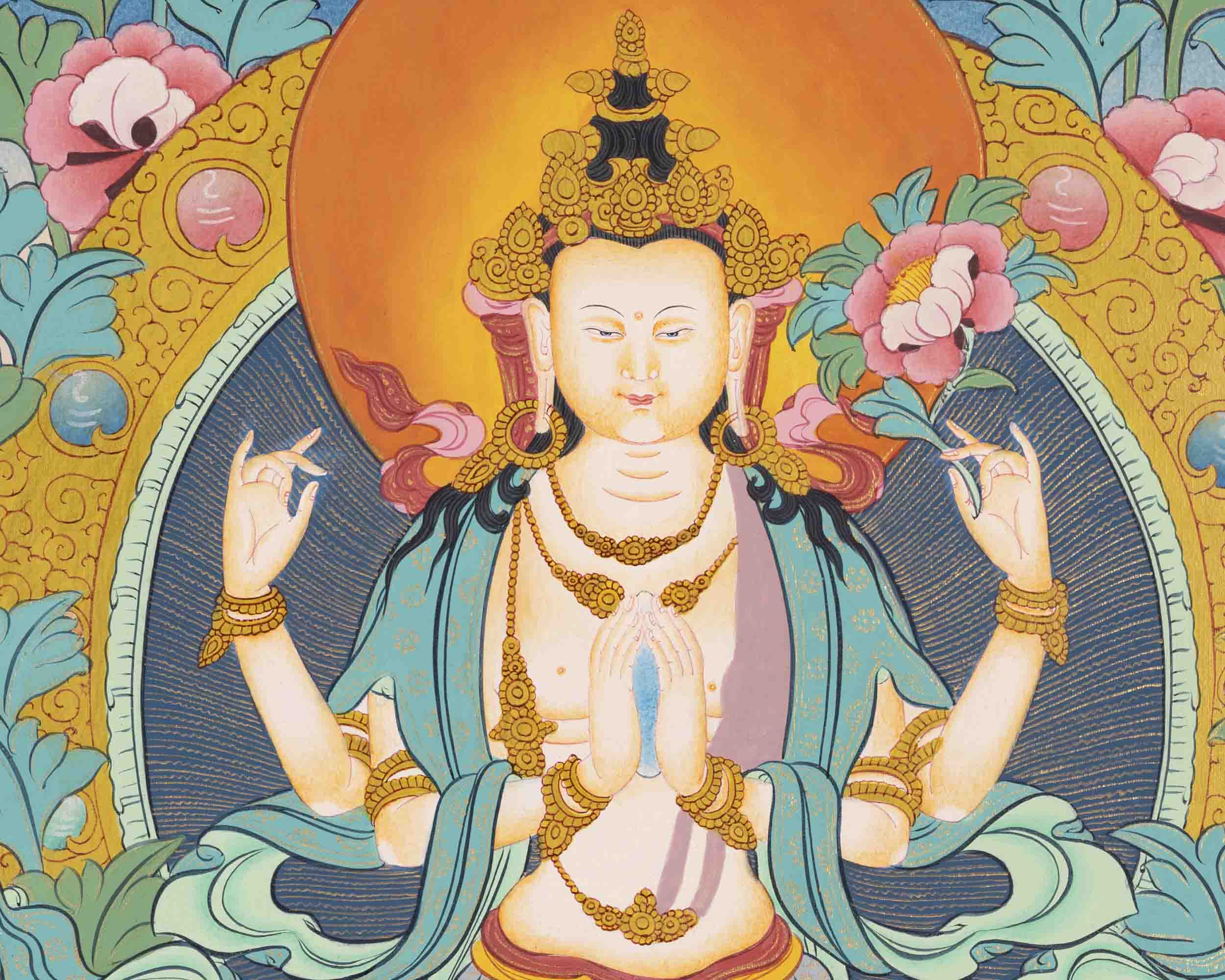Avalokiteshvara Chengrezig Thangka | Buddhist Gift Ideas