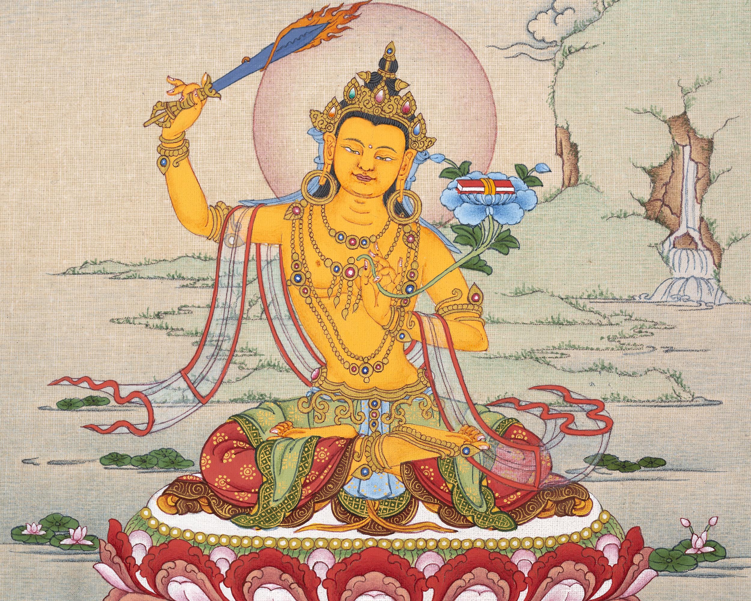 Manjushri Bodhisattva Painting | Traditional Thangka