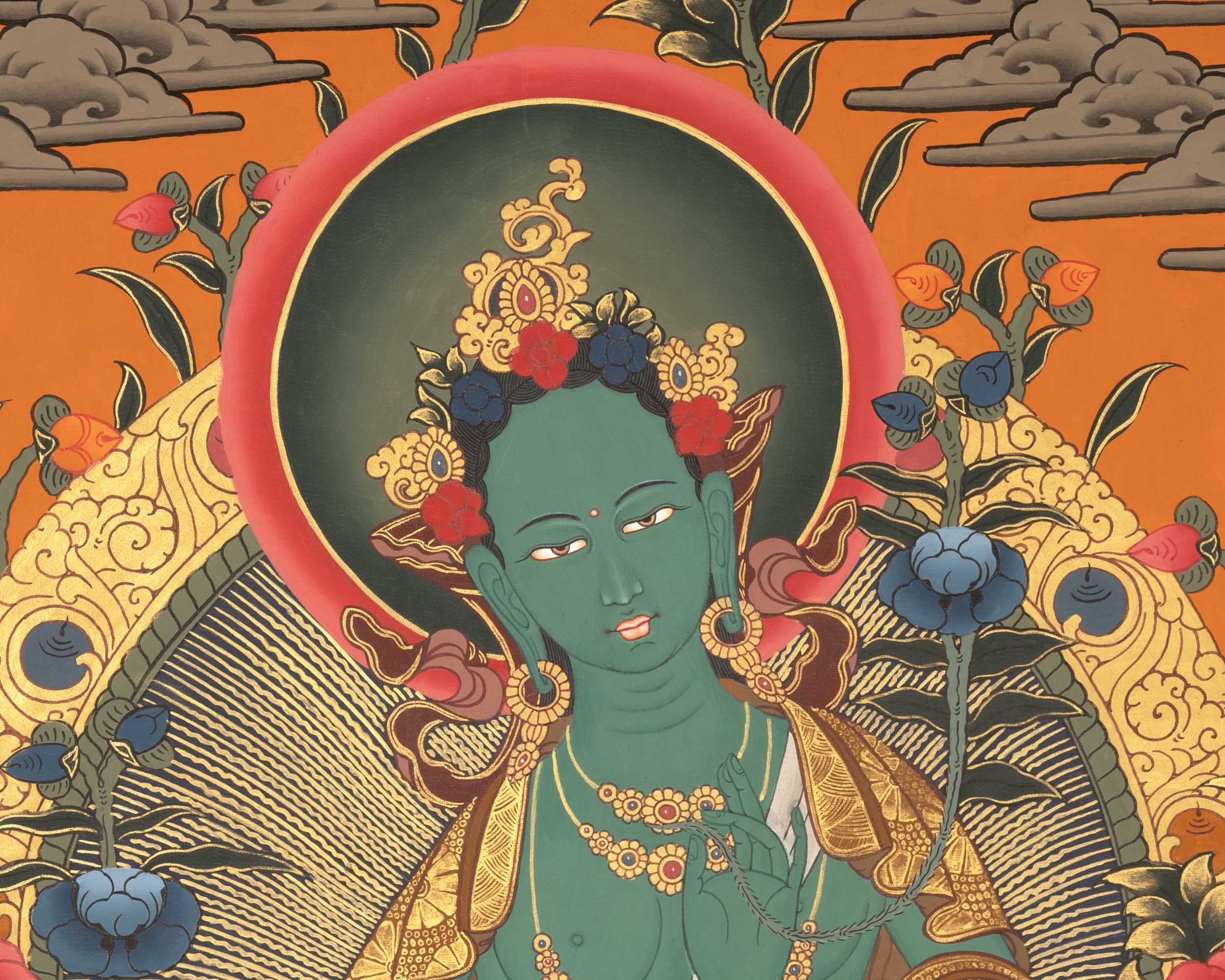 Quality Green Tara Thangka | Handpainted Buddhist Art | Wall Decors