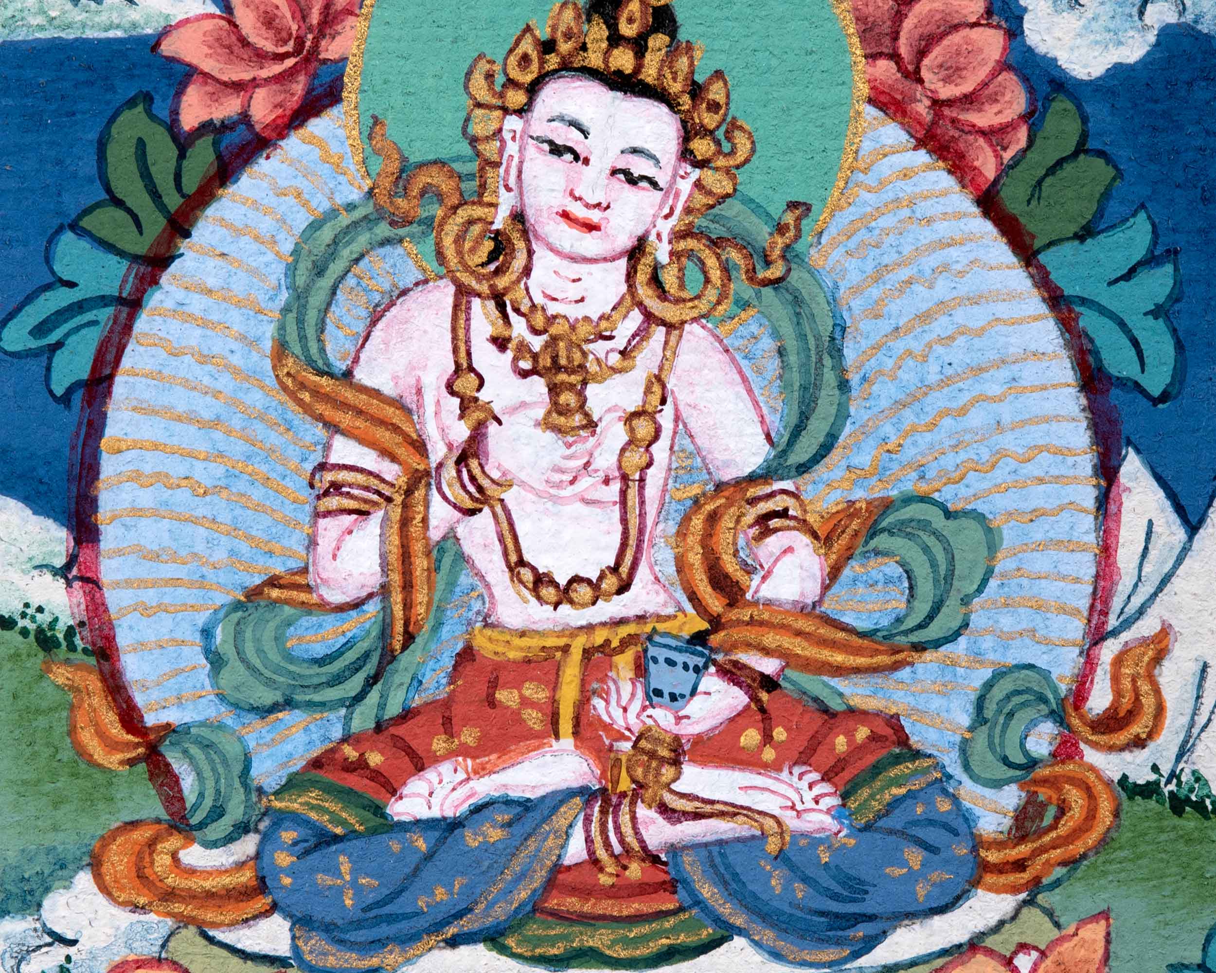 Mini Vajrasattva Meditation Thangka | Traditional Tibetan Hand-Painted Art