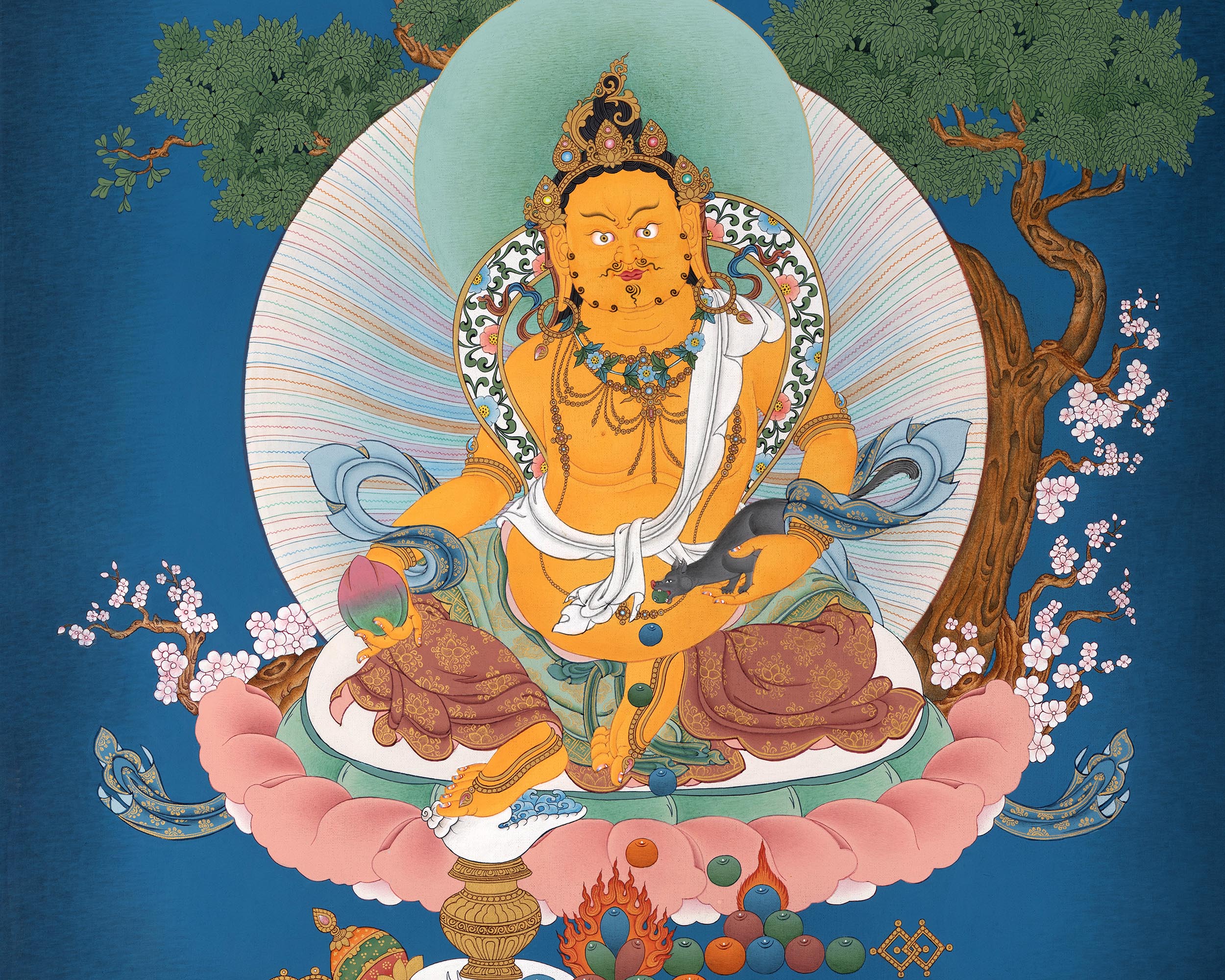 Dzambhala Thangka Print | Deity Of Wealth