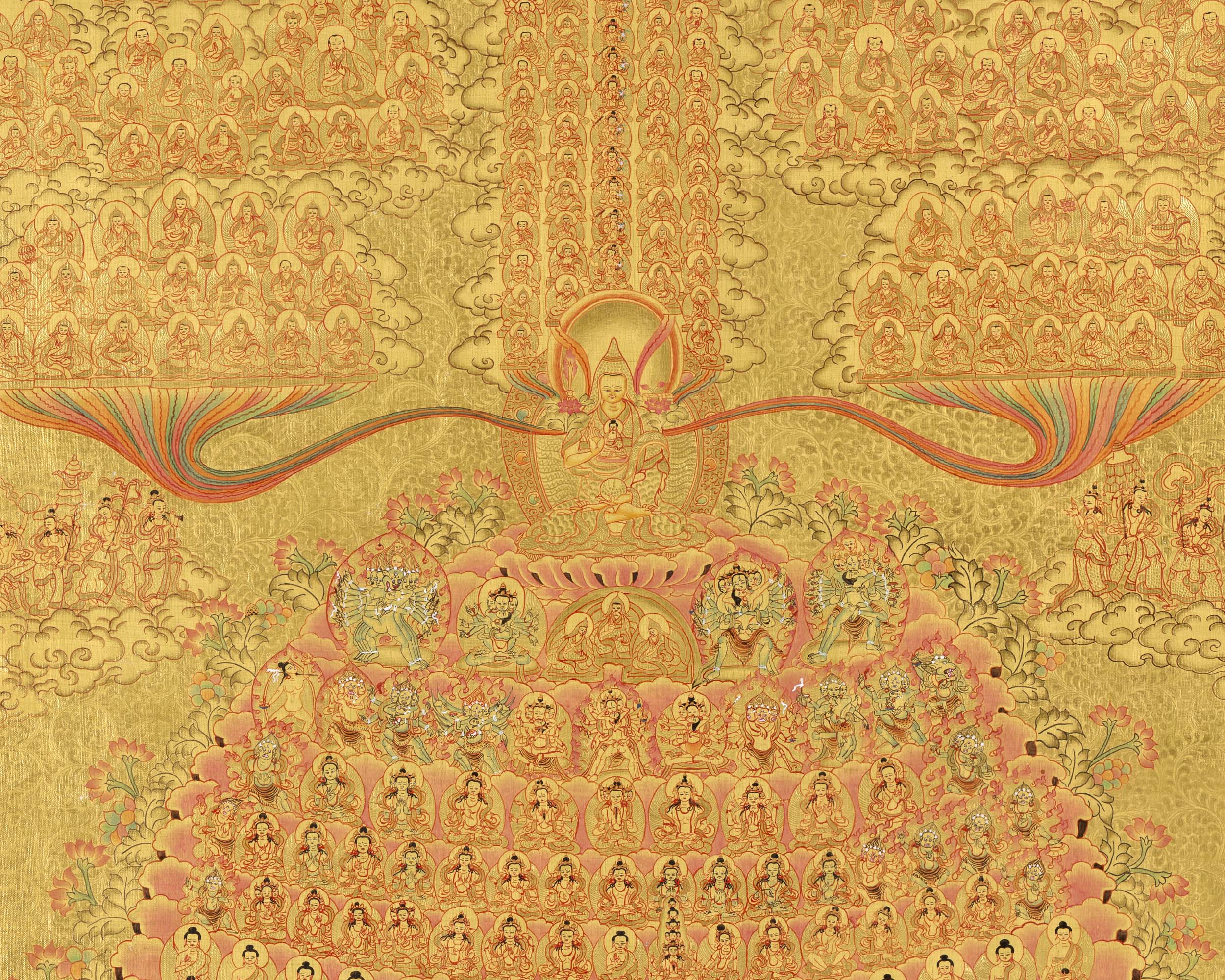 Refugee Tree Thangka | Golden Tsogksing Gelug Thangka