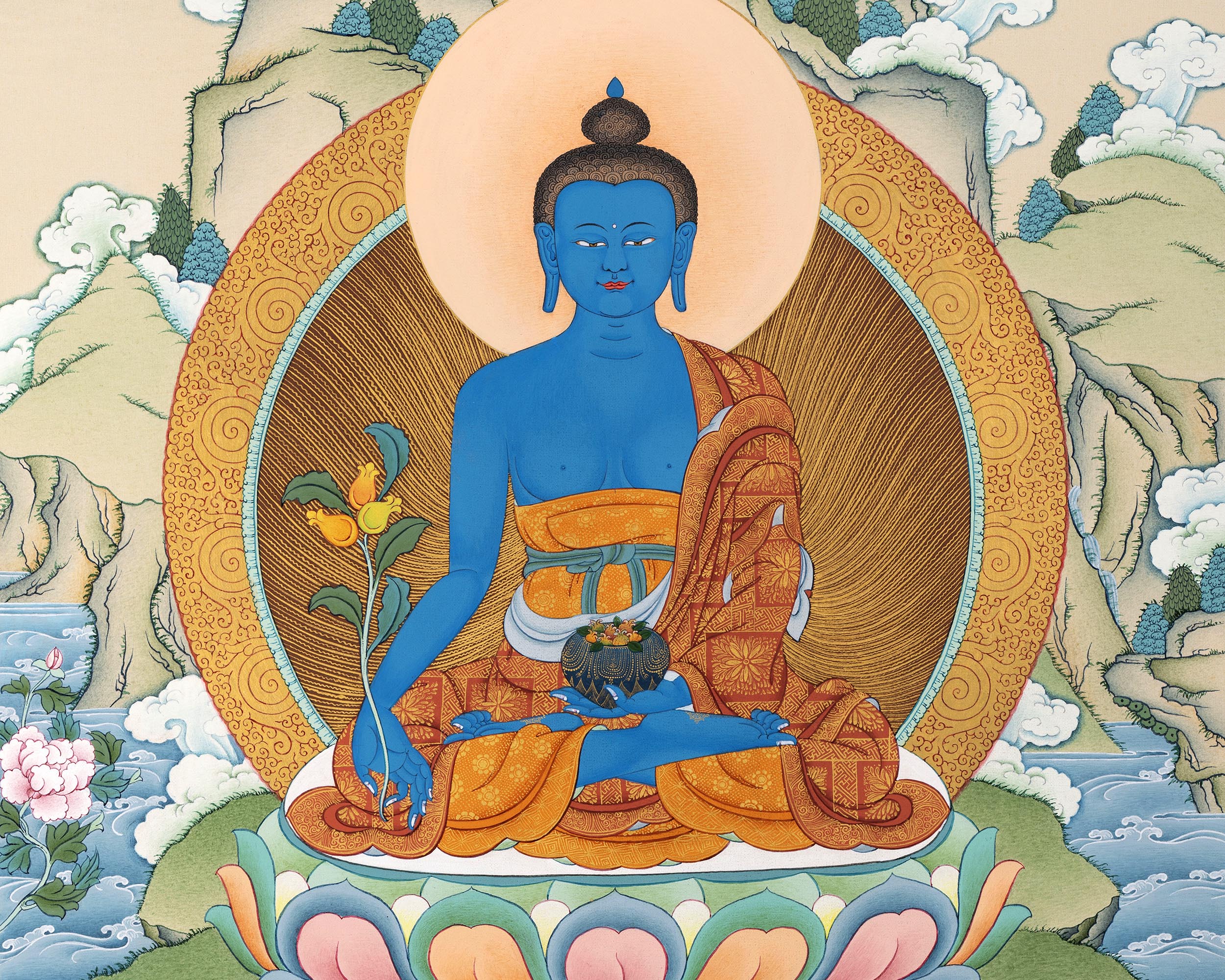 Medicine Buddha | Hand Painted Tibetan Thangka