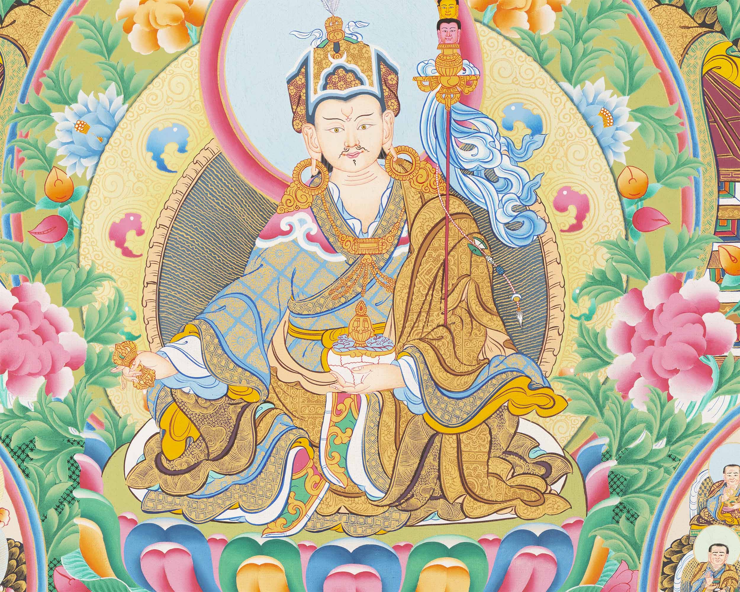 Rinpoche Refuge Tree Thangka | Hand Painted Buddhist Artwork