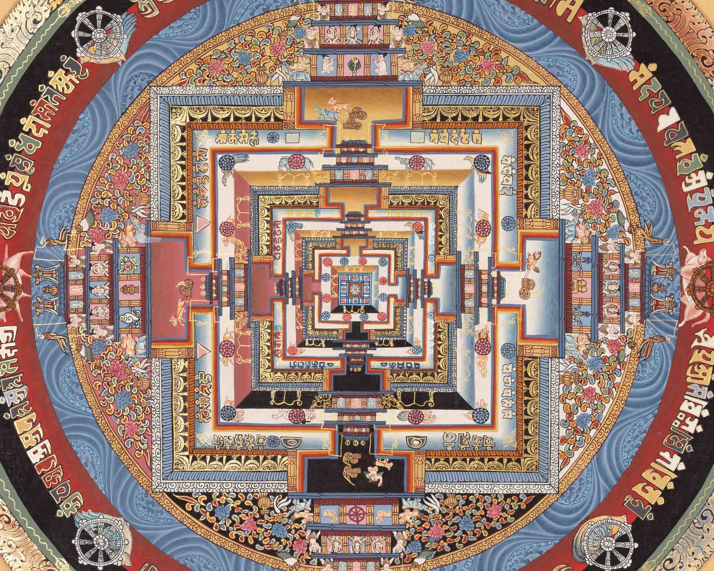 Buddhist Kalachakra Mandala | Tibetan Traditional Thangka | Wall Decors