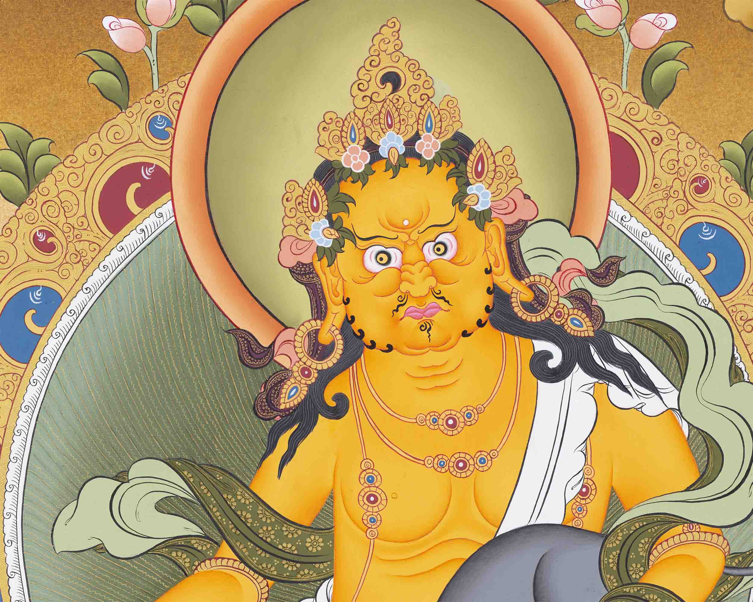 Dzambala Kubera Thangka | Religious Buddhist Art | Wall Decors