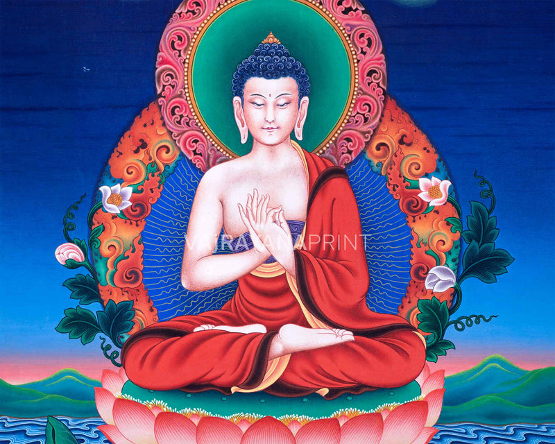 Traditional Nepali Art Print For Vairocana Buddha Mantra Practice | The Transcendent Buddha Of Vajrayana Buddhism