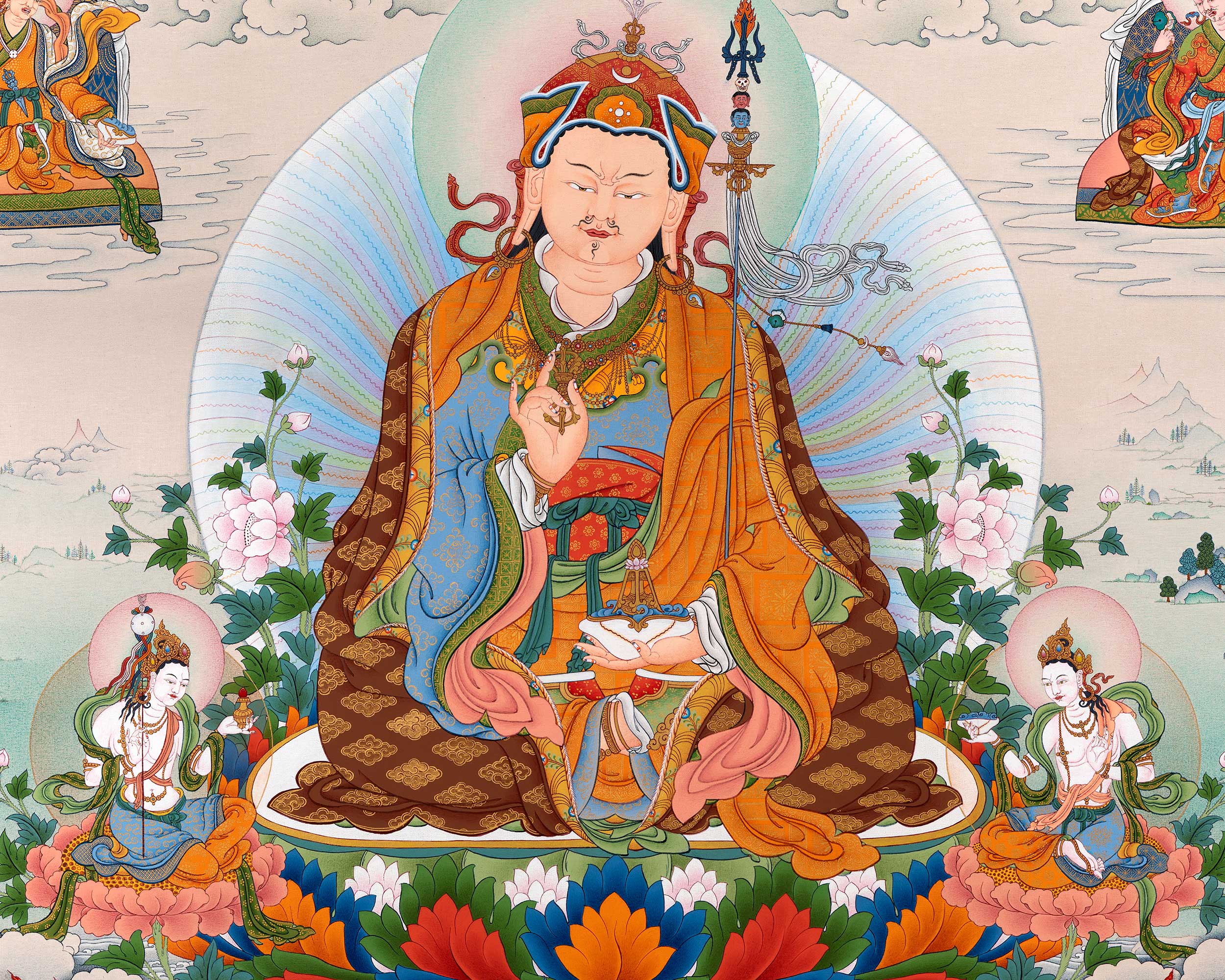 Guru Sangey Thangka| Padmasambhava and the Eight Manifestation | Traditional Tibetan Thangka