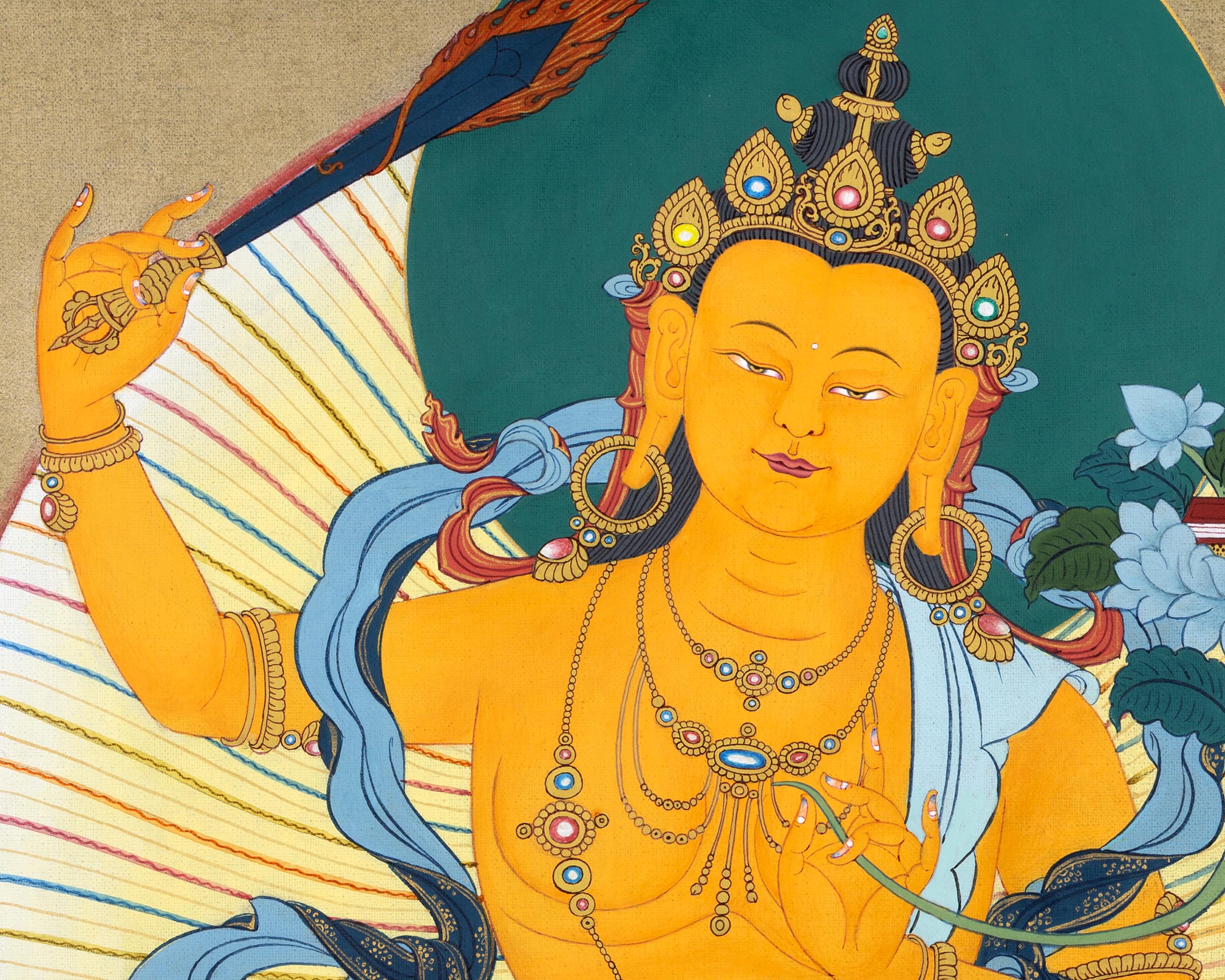 Manjushri Thangka | Bodhisattva painting | Traditional Thangka