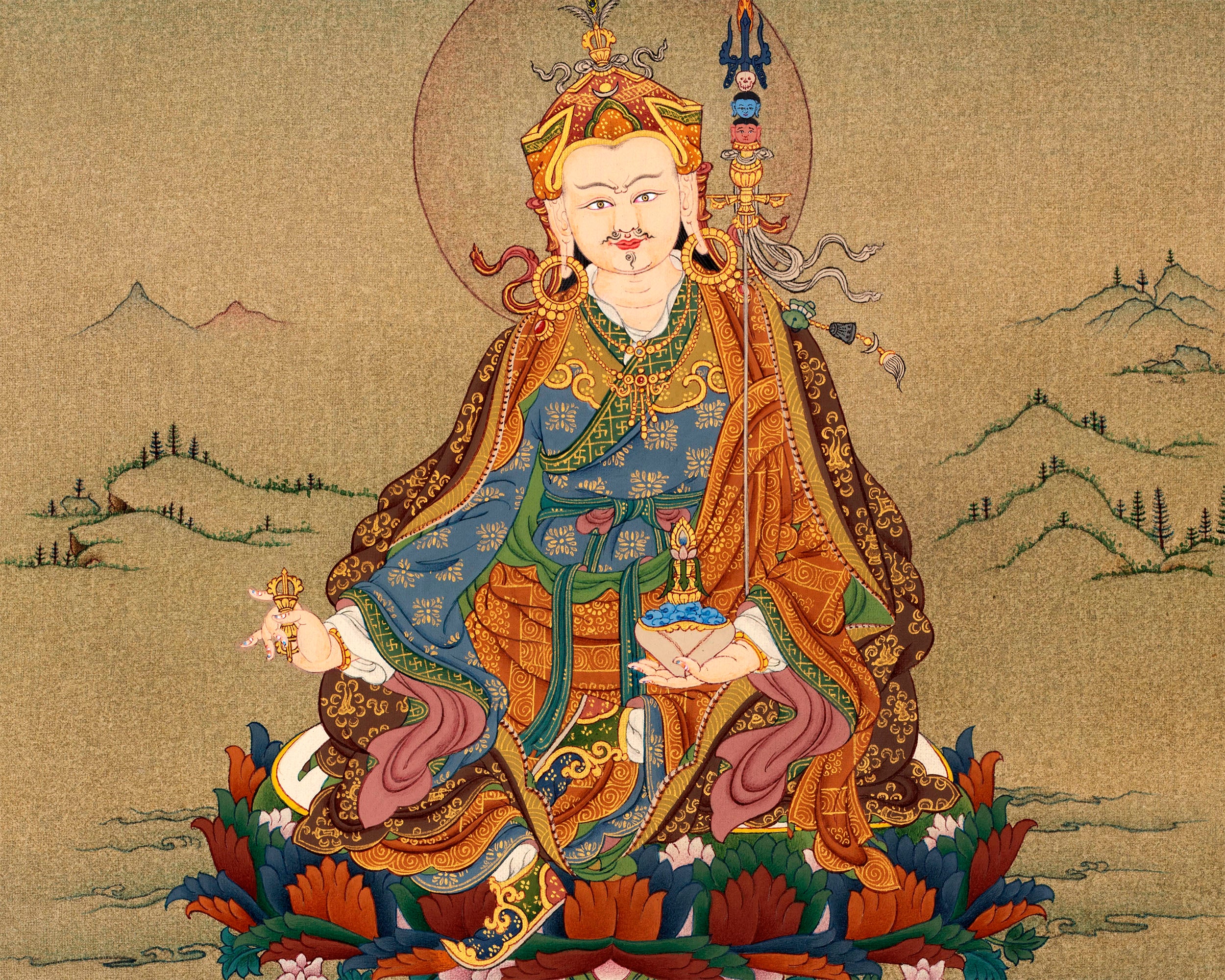Guru Rinpoche | Hand Painted Tibetan Padmasambhava Thangka